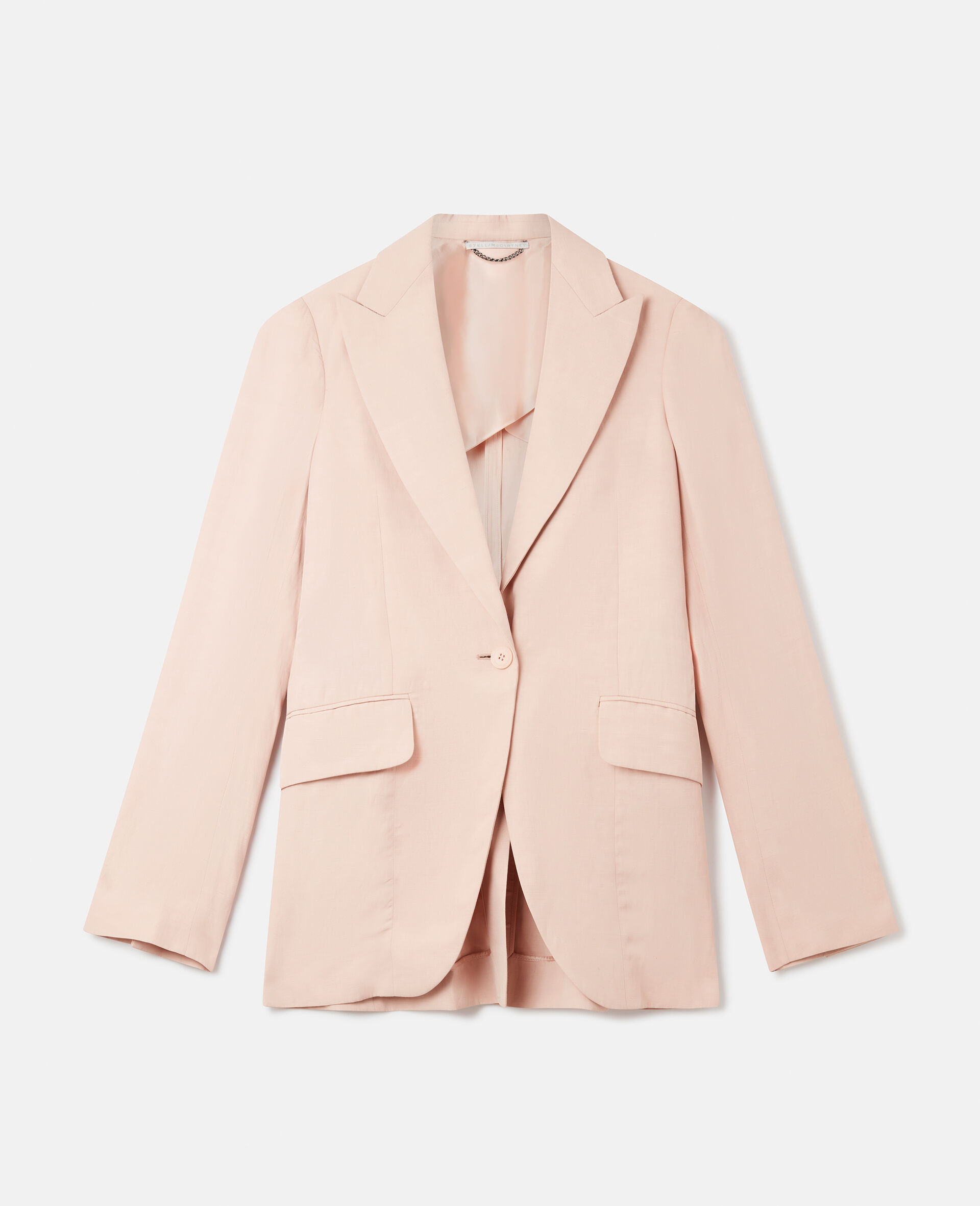 Fluid Linen Single-Breasted Blazer-Pink-large image number 0