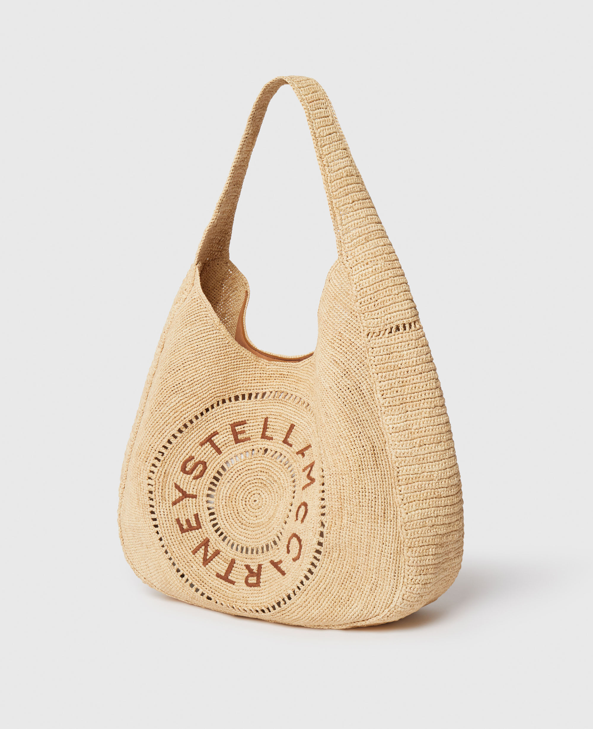 Women Natural Logo Raffia Slouchy Large Tote Bag | Stella