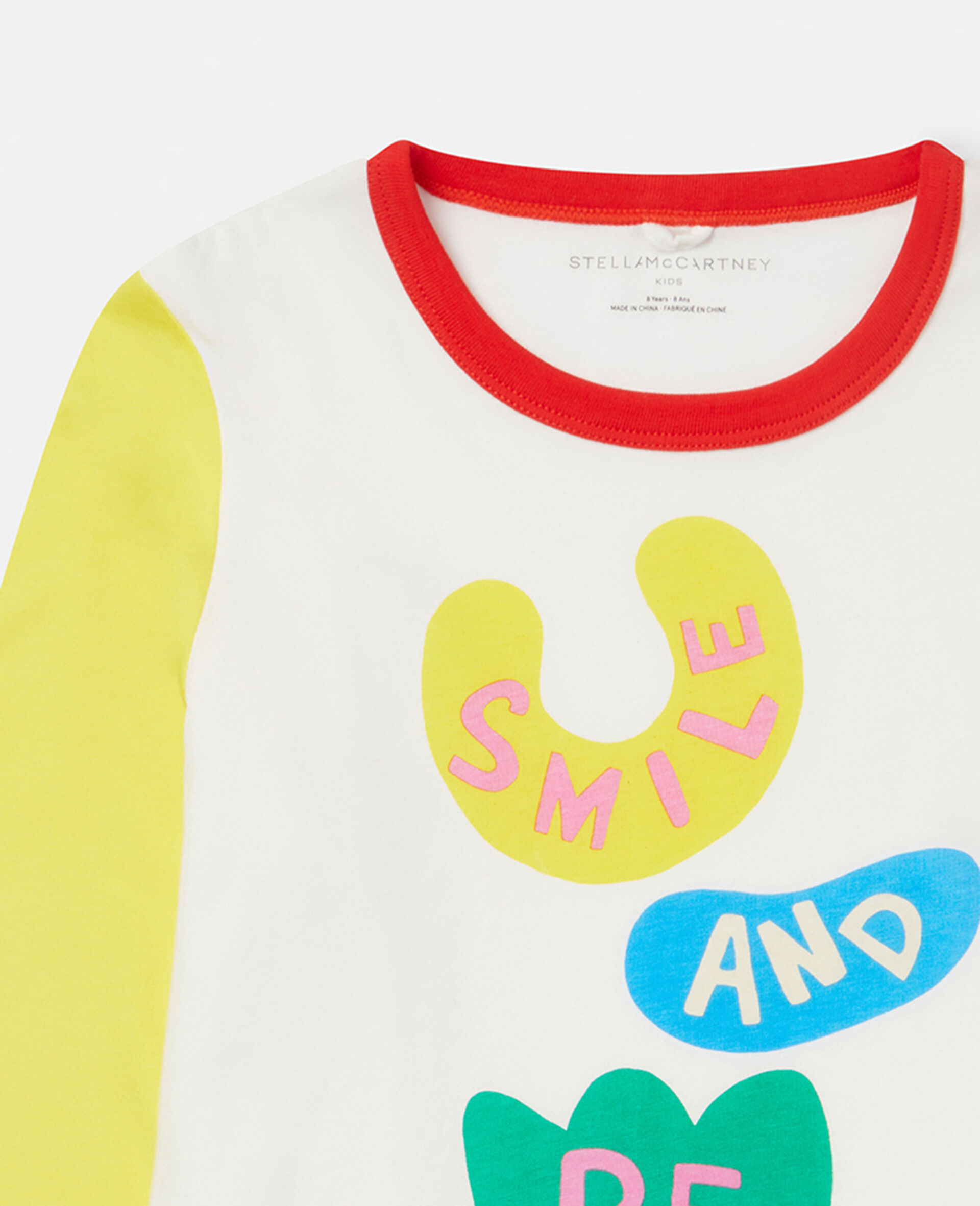Smile and Be Happy Print Cotton T‐Shirt-White-large image number 1