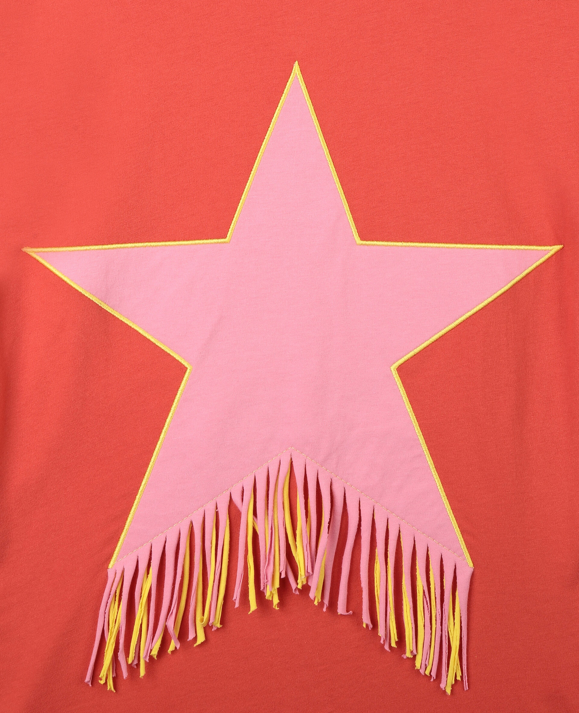 Baumwollkleid mit Sternen und Fransen-Rot-large image number 1