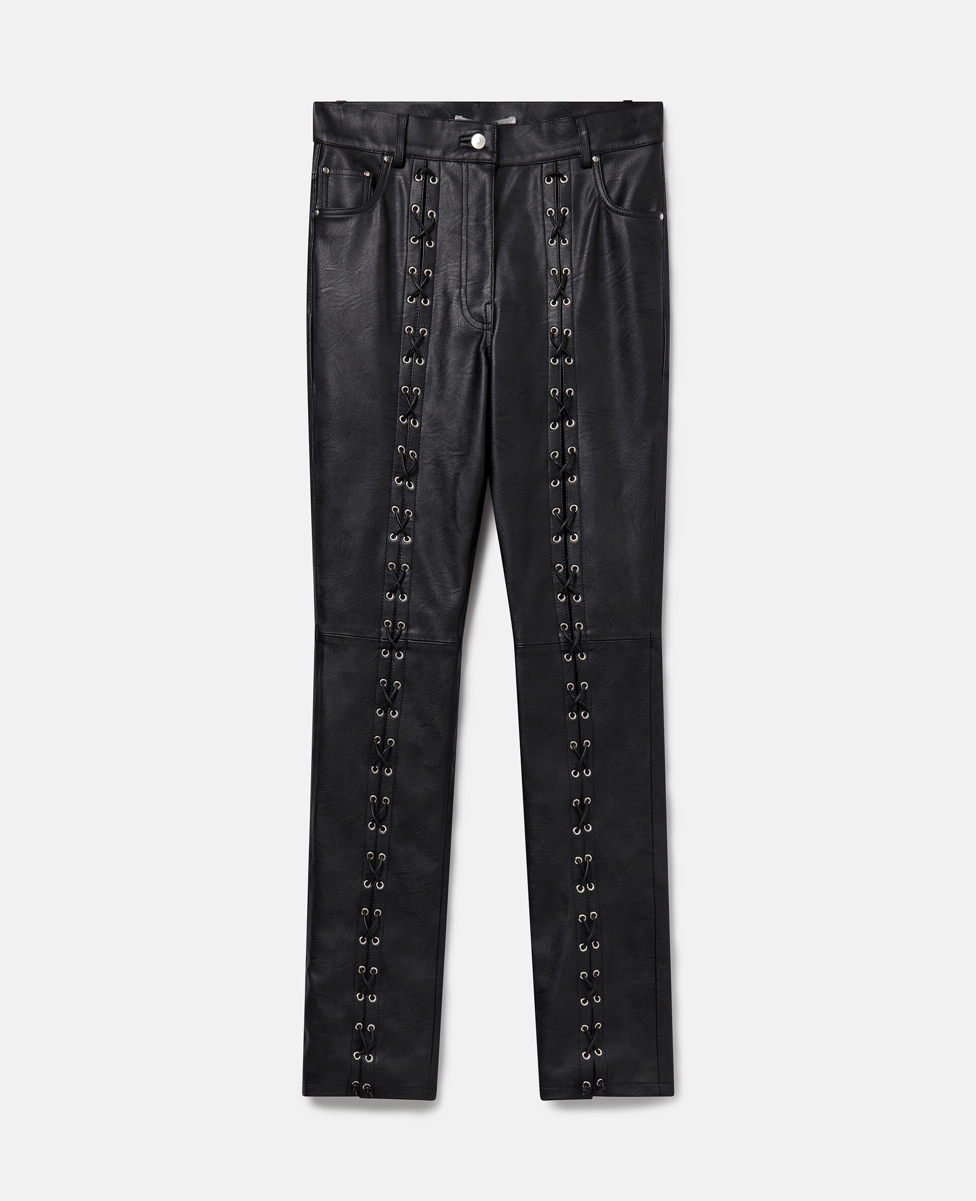 Pantalon droit à taille haute en Alter Mat à surpiqûres-Noir-medium
