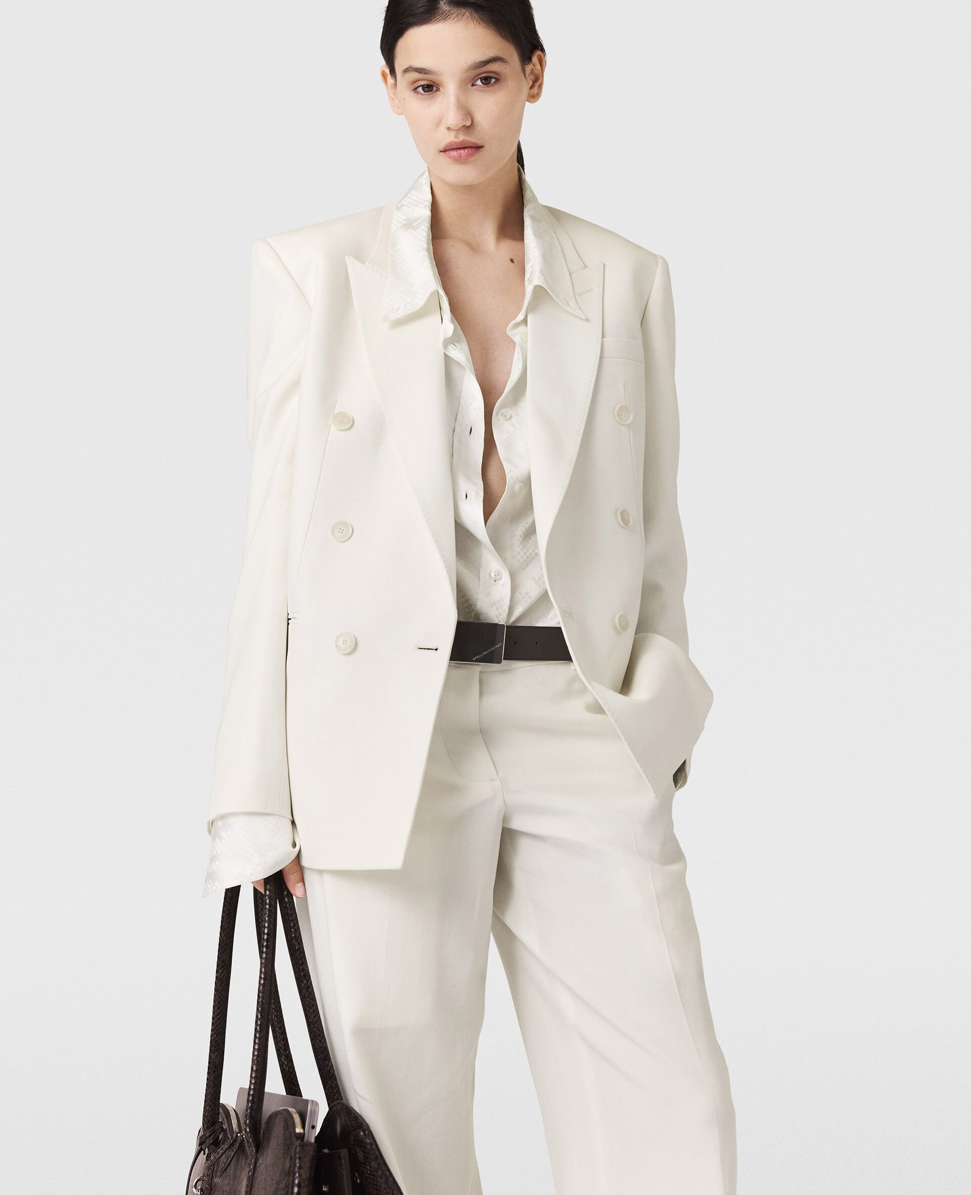 Double-Breasted Tuxedo Blazer-White-medium