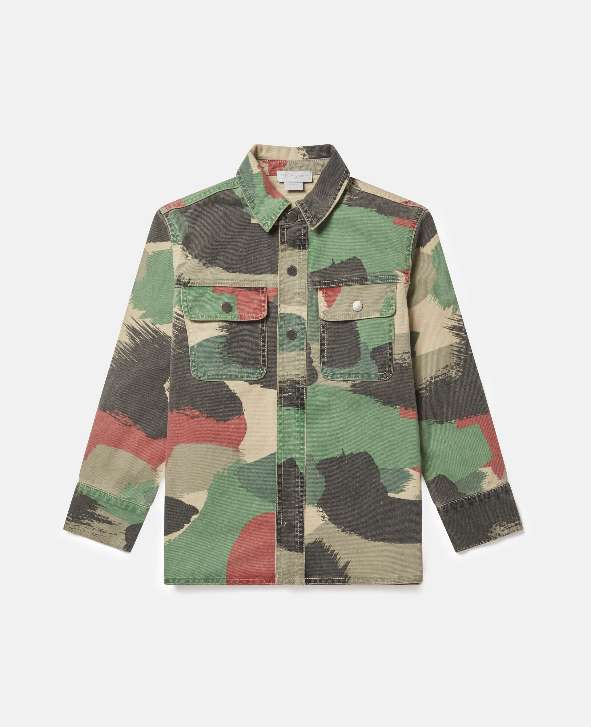 Camouflage Oversized Denim Shirt-Multicolour-large
