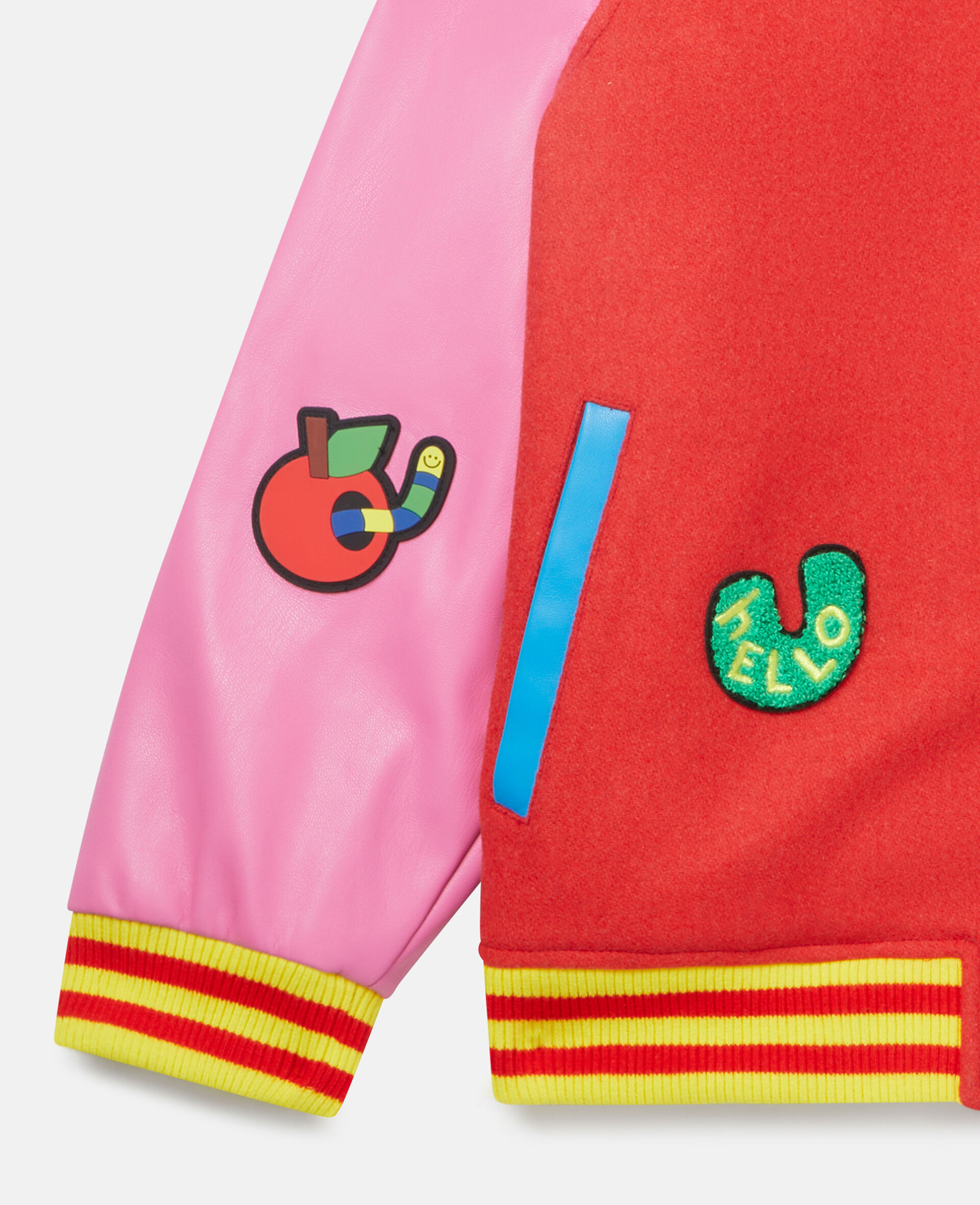 Embroidered Patch Varsity Jacket-Red-large image number 1