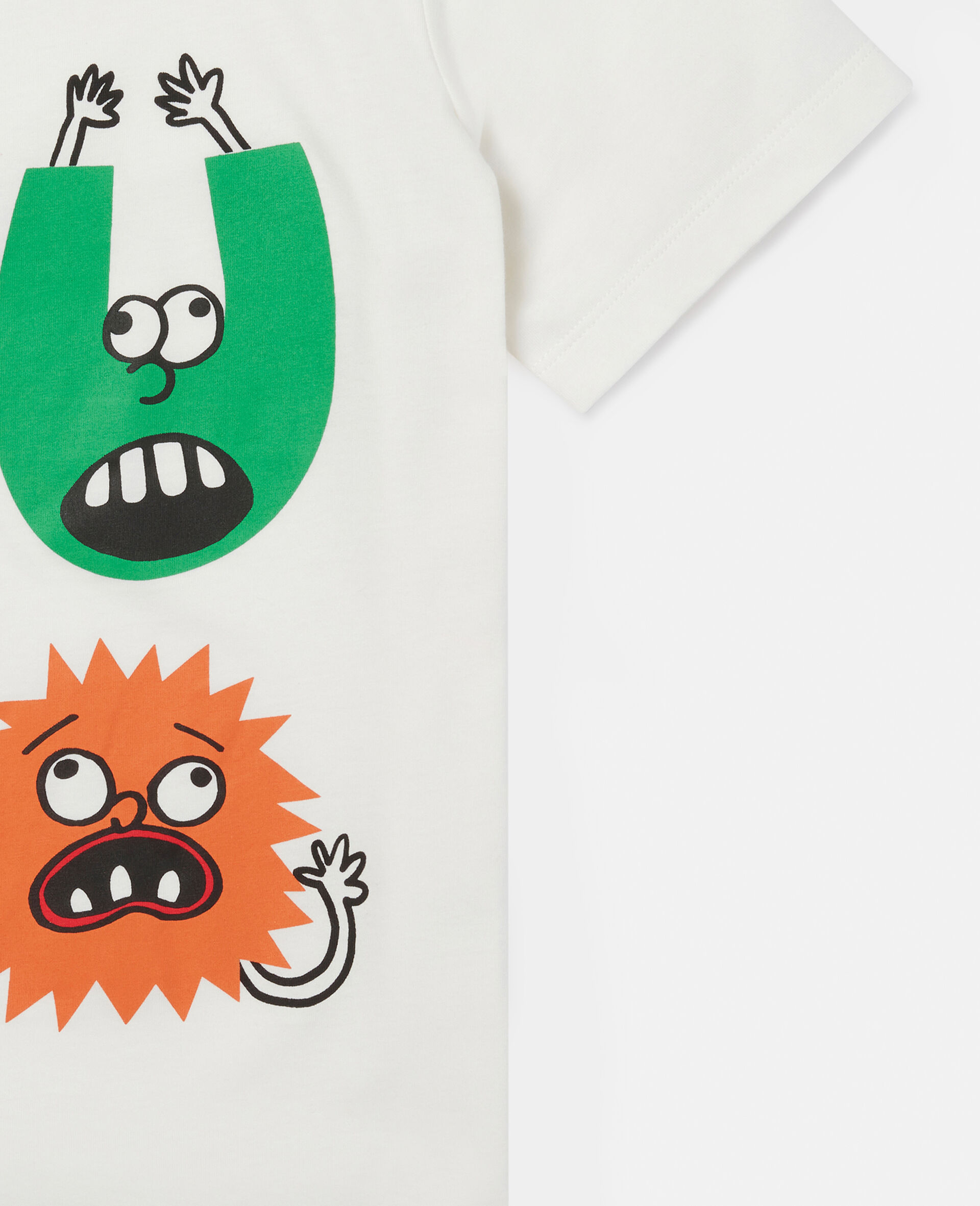 Monster Print Cotton T‐Shirt-White-large image number 1