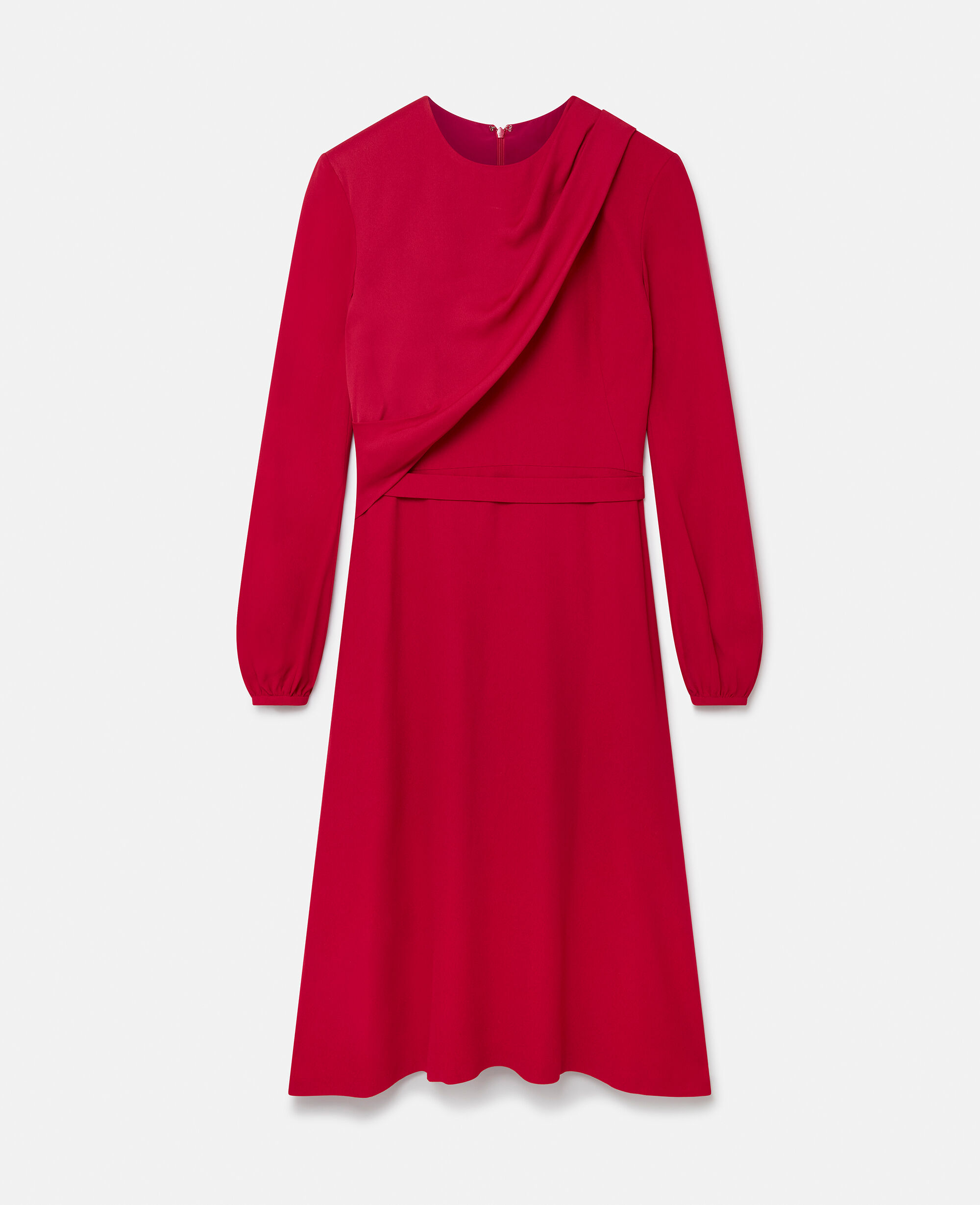 Wrap Front Twill Midi Dress