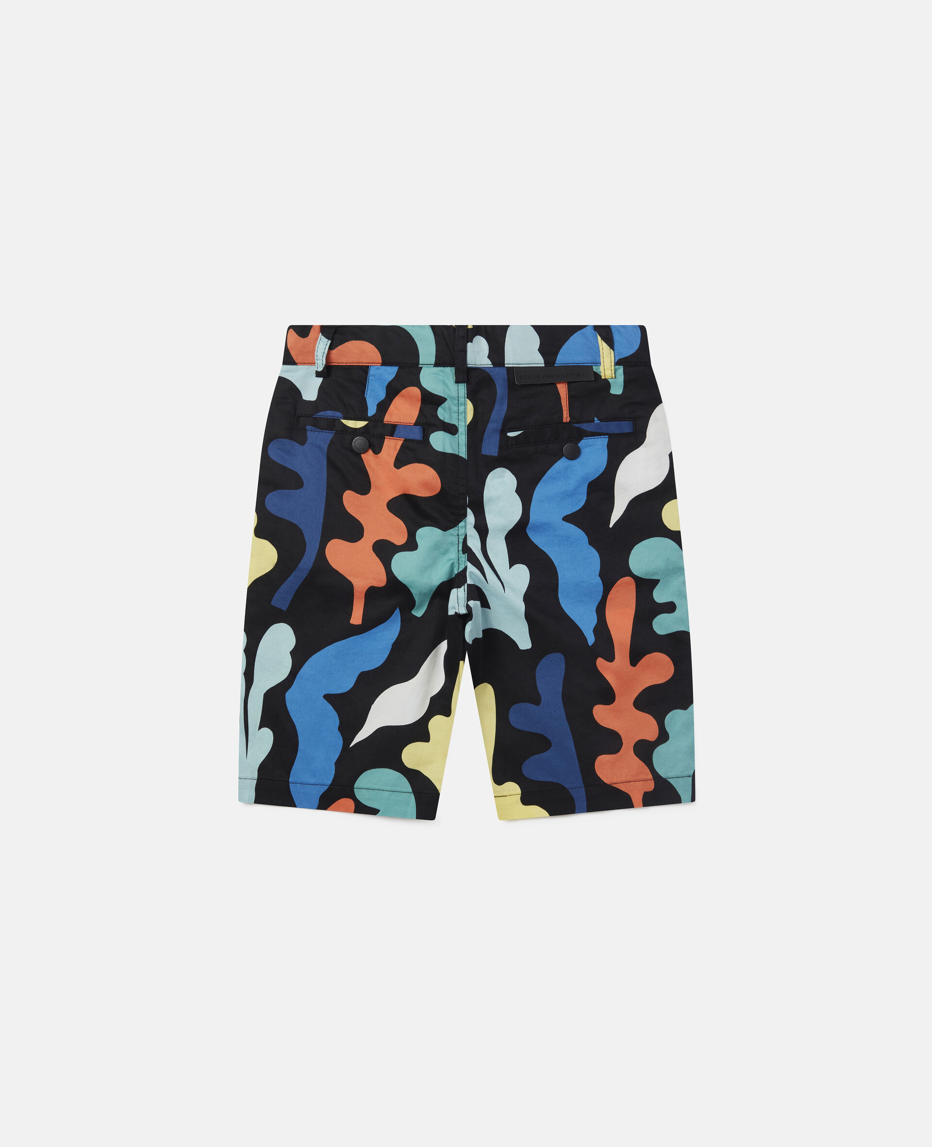 Seaweed Print Cotton Satin Shorts -Black-large image number 2
