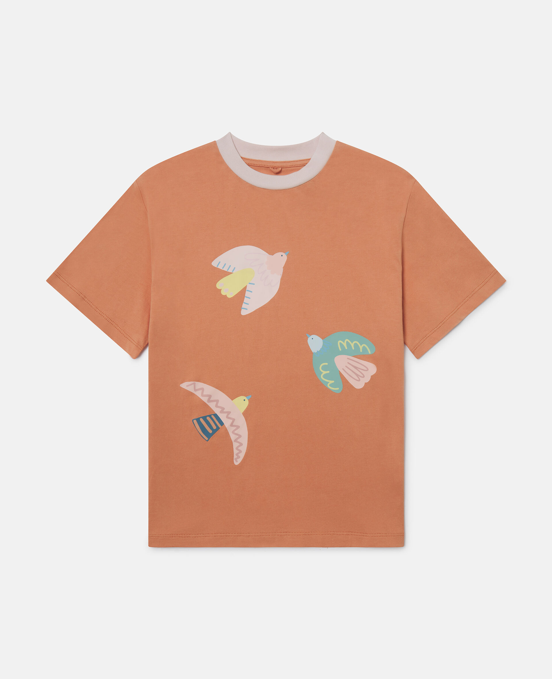 Dove Print T-Shirt-Orange-medium