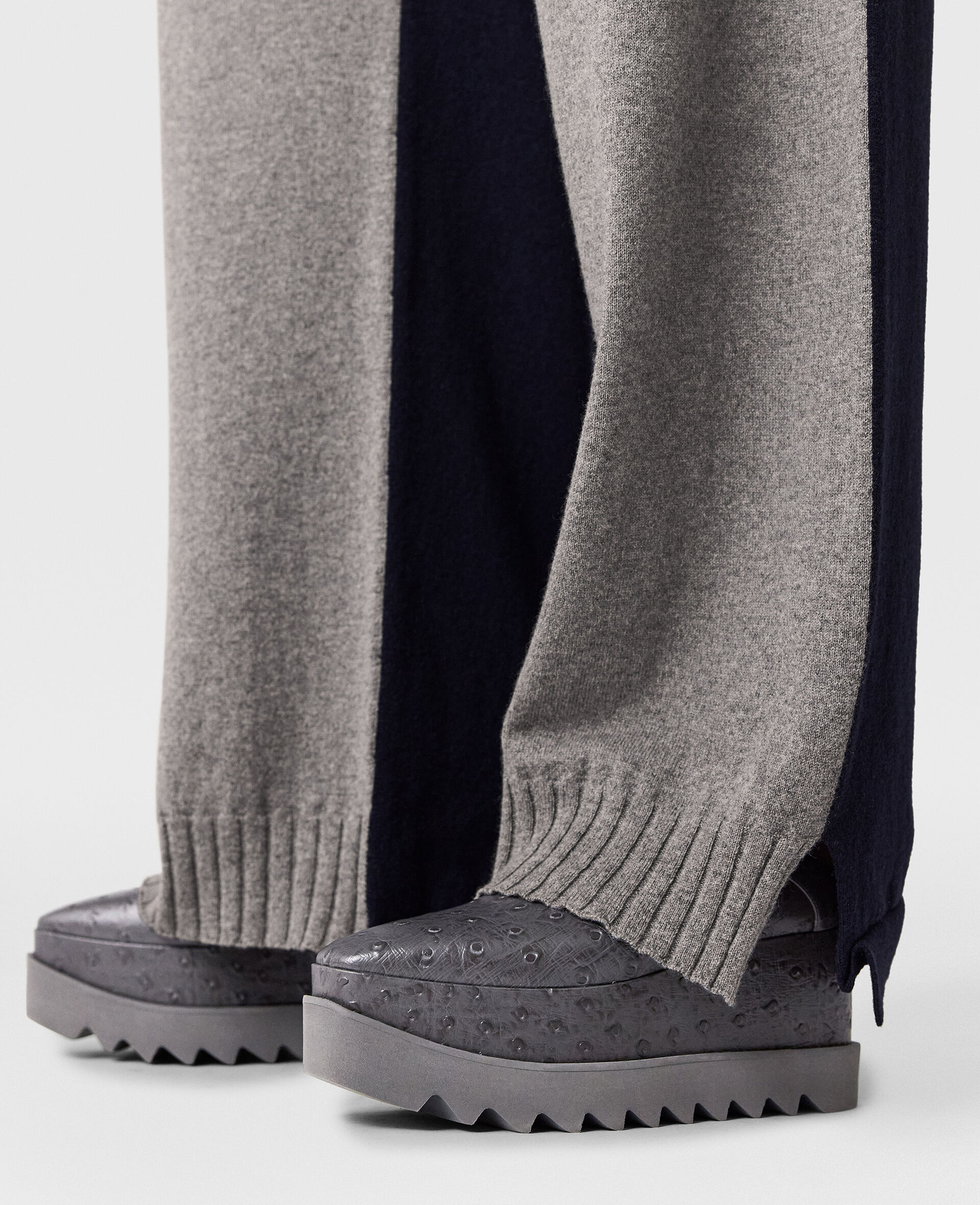 Elyse Ostrich Platform Shoes-Grey-large image number 1