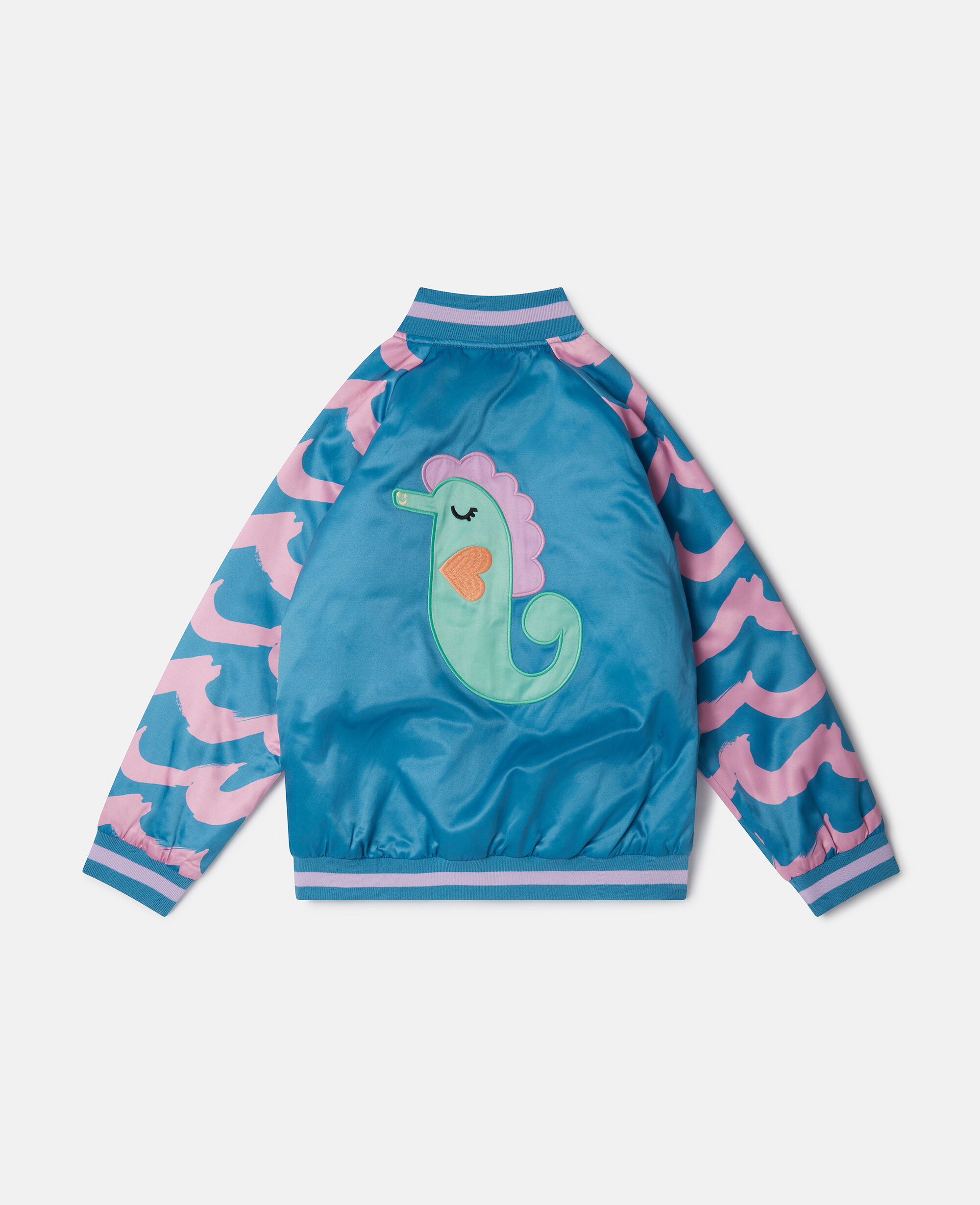 Women ブルー シーホース エンブロイダリーサテン ボンバージャケット | Stella McCartney JP