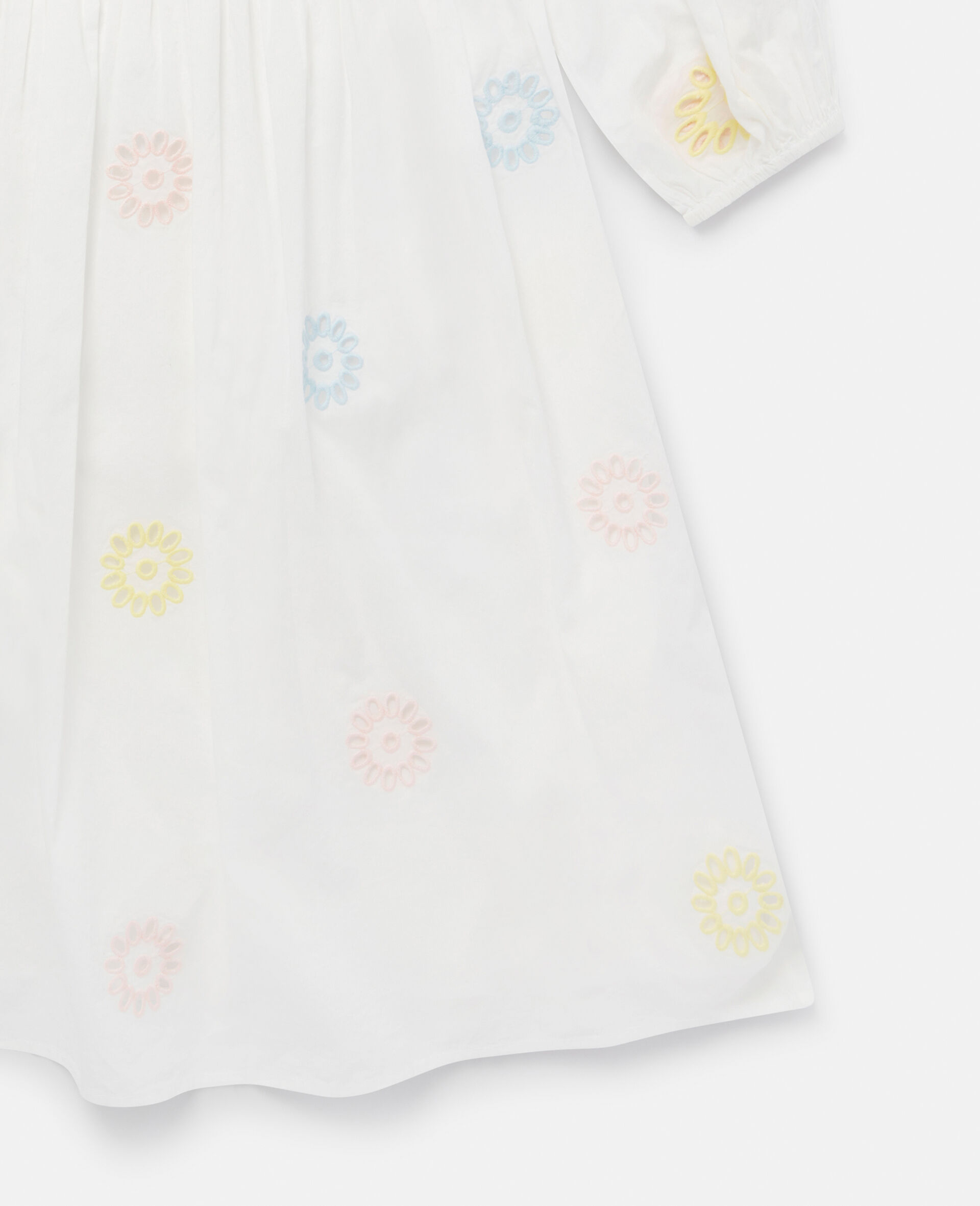 Flower Crochet Puff Sleeve Dress-Pink-large image number 3