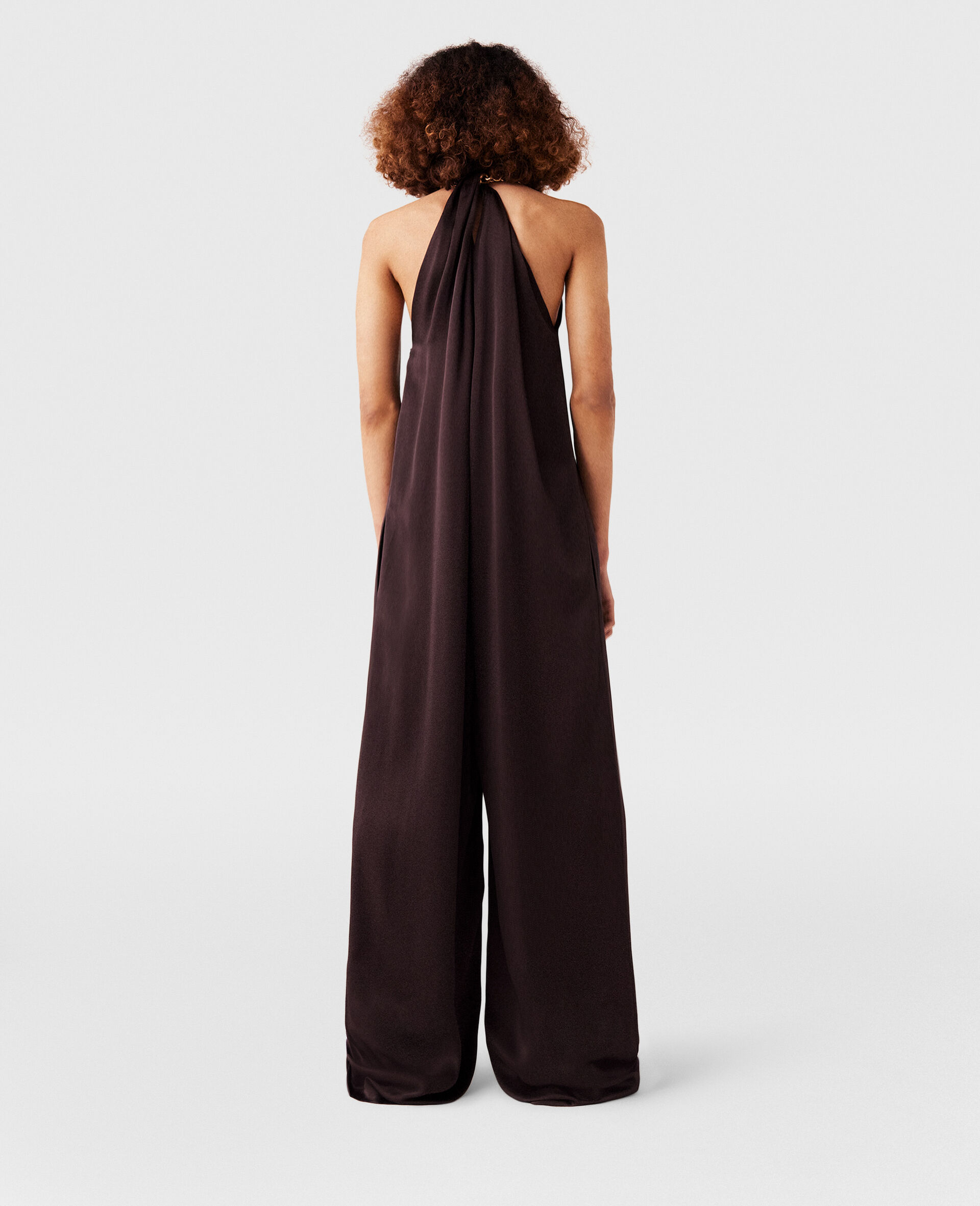 Jumpsuits aus Satin mit Kette und Neckholder-Brown-large image number 4