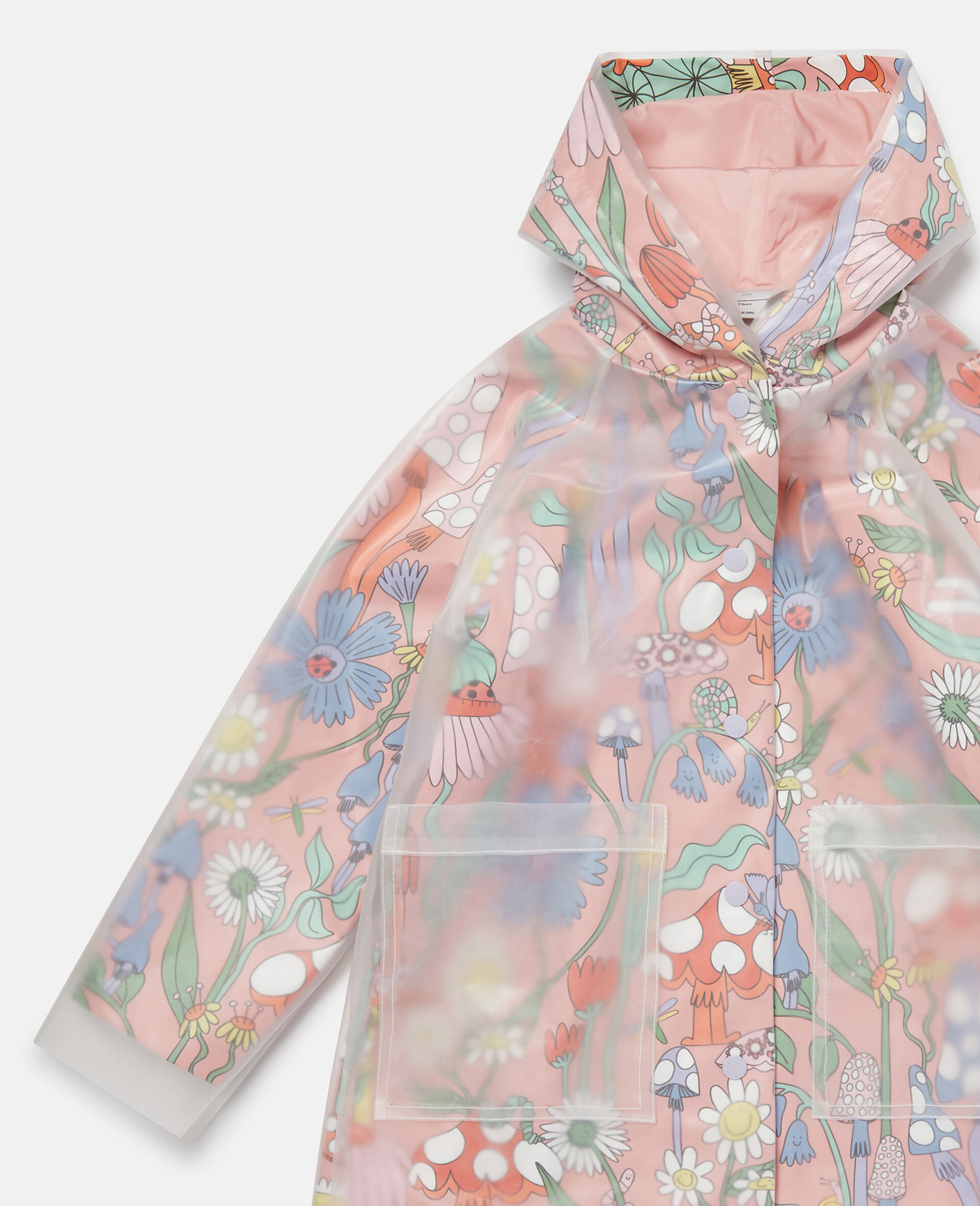 Woodland Print Hooded Raincoat -Pink-large image number 1