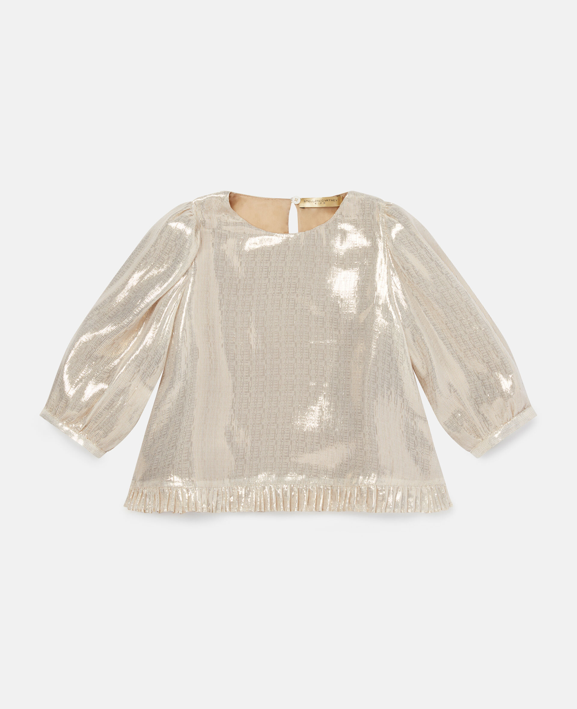 Gold Plisse Chiffon Top-Yellow-large image number 0