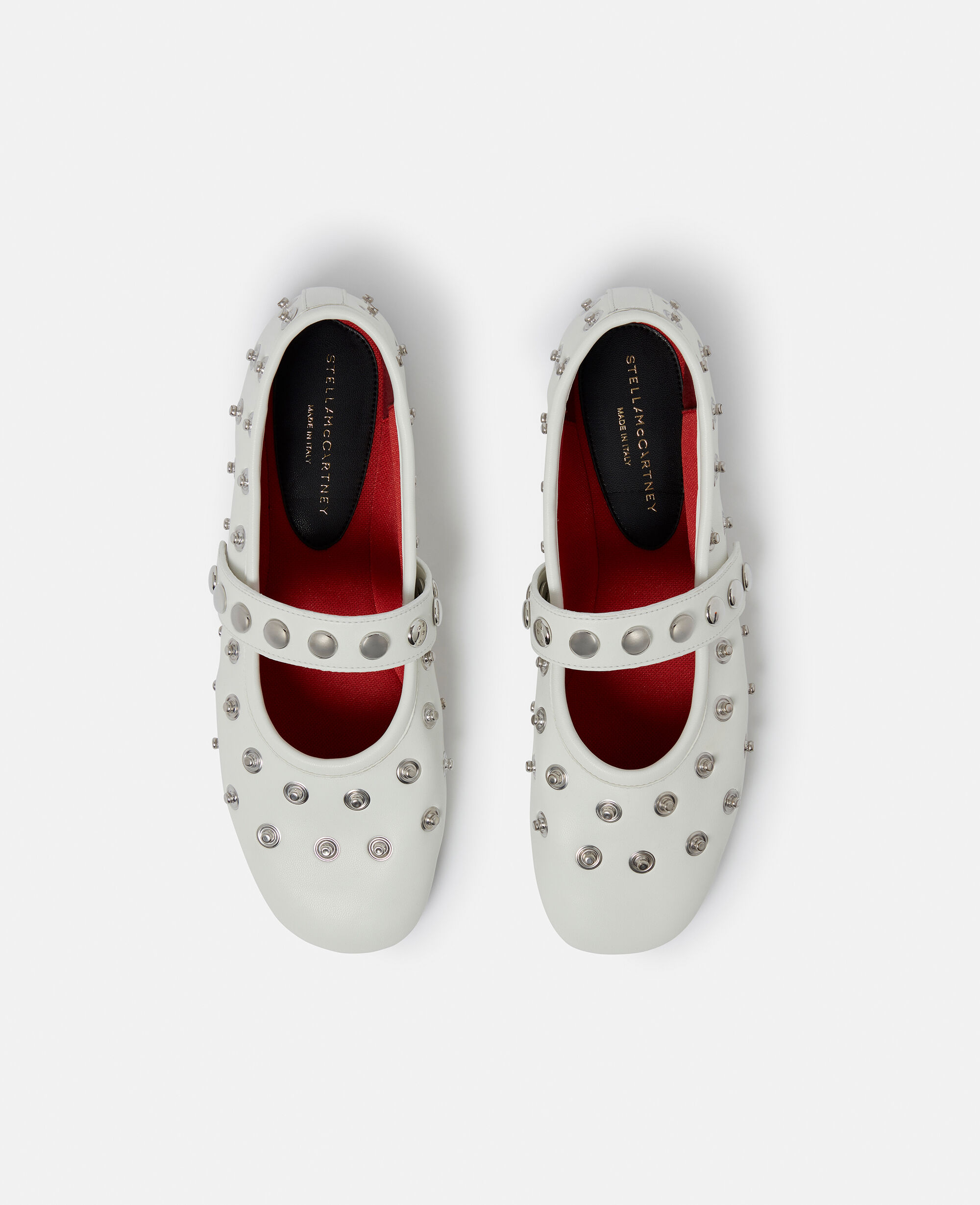 Women Pure white Ryder Popper-Studded Ballet Flats | Stella