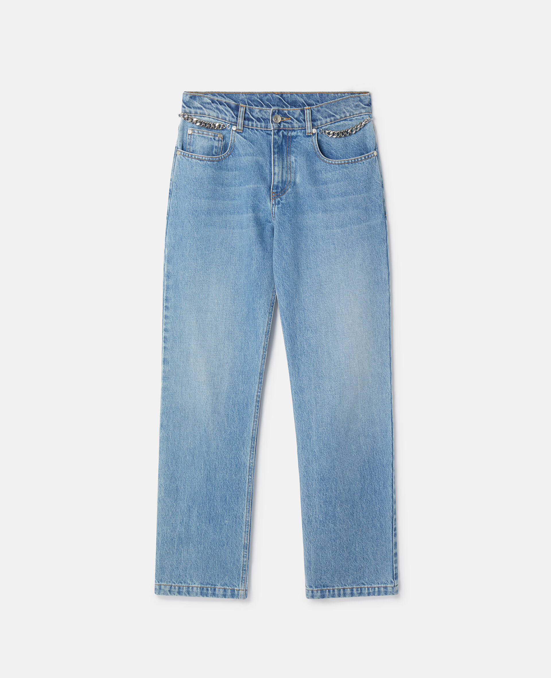 Jeans cropped Falabella lavaggio chiaro con catena-Blu-medium