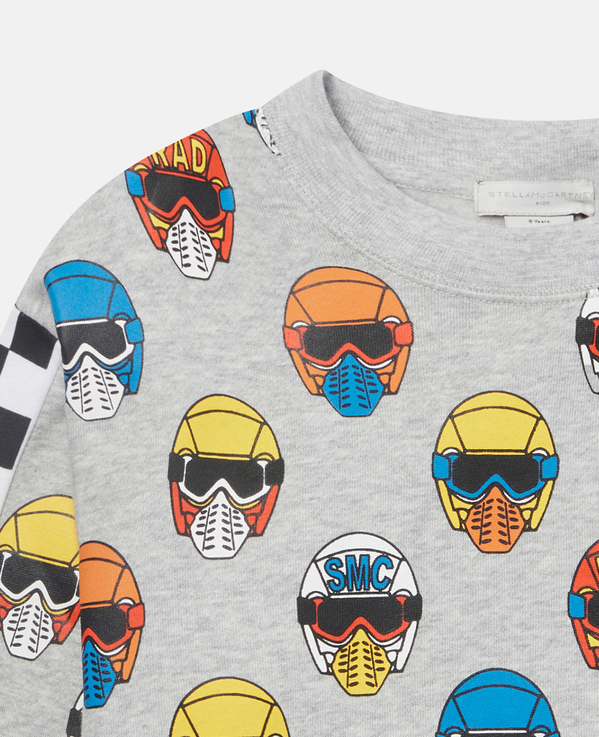 Helmet Print Cotton Fleece Sweatshirt-Grey-large image number 1