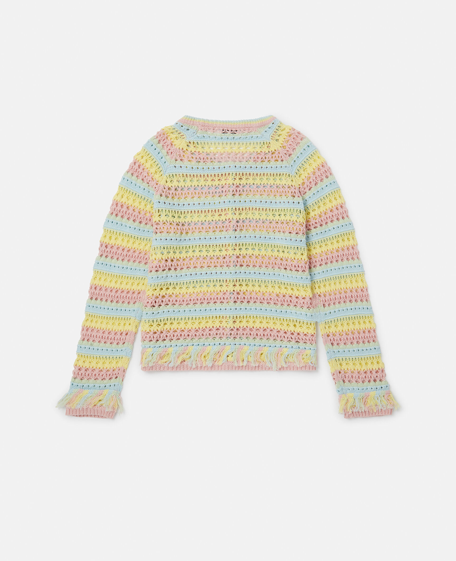 Pastel Rainbow Stripe Crochet Cardigan-Multicolour-large image number 2