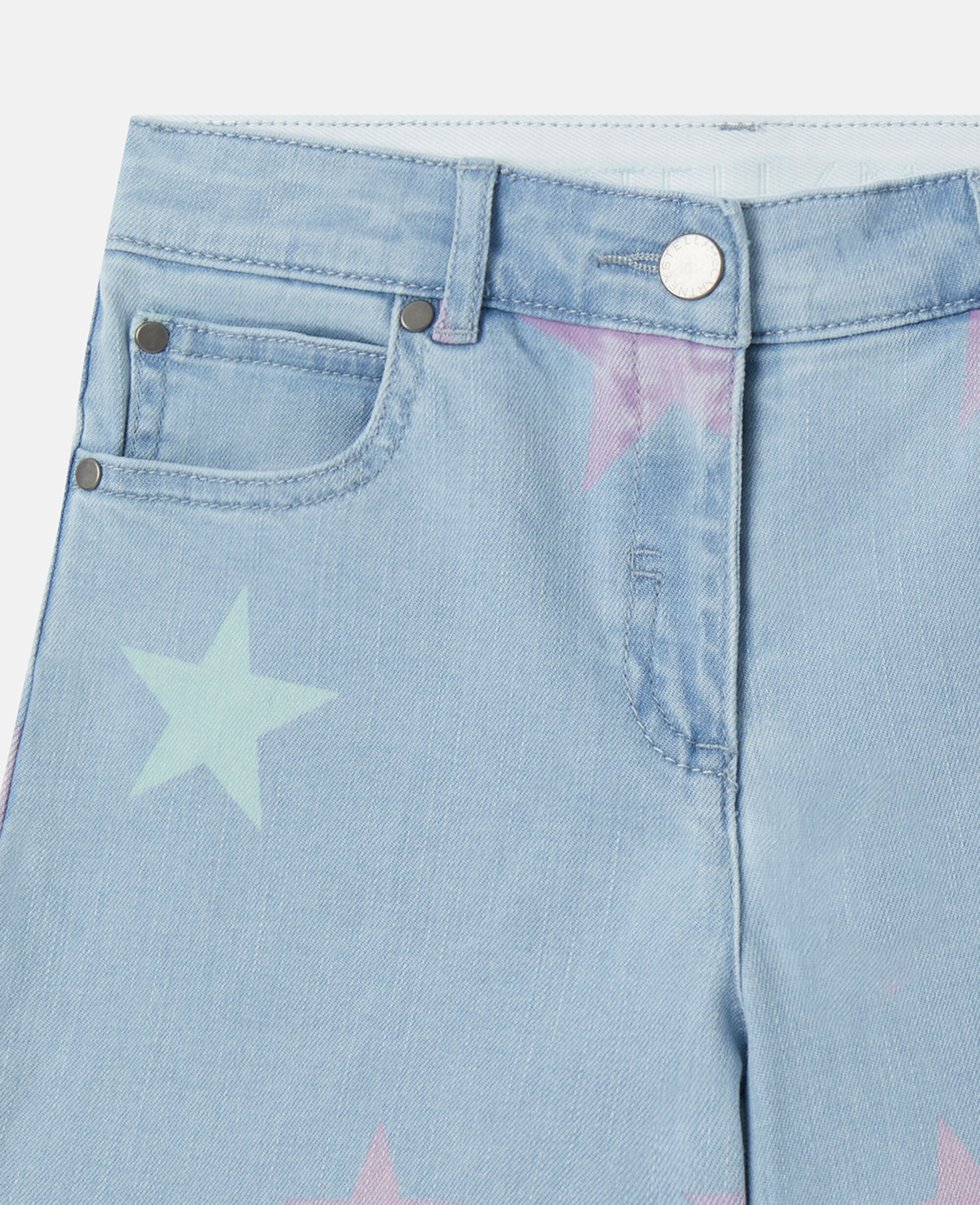 Star print denim shorts sales
