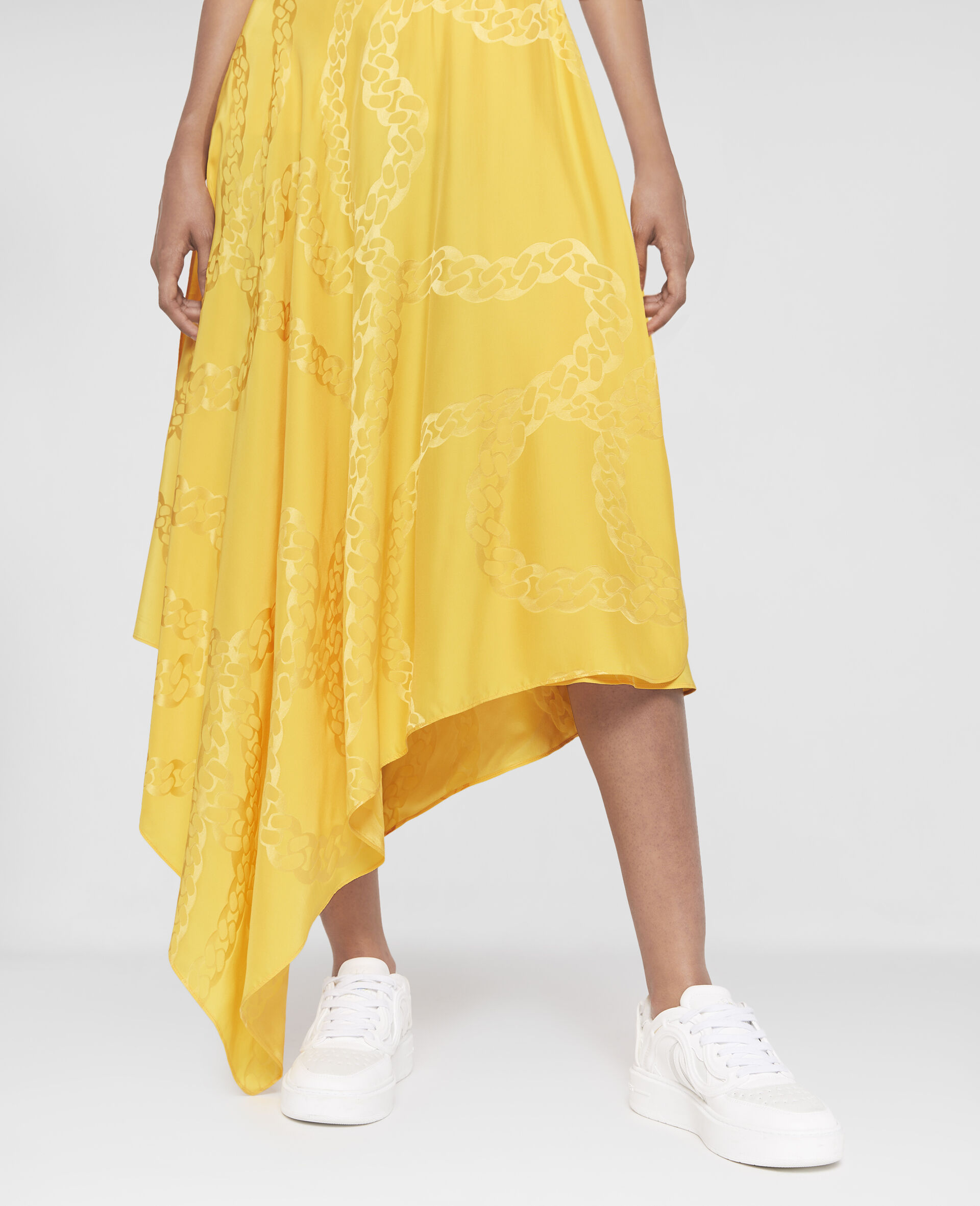 Falabella Chain Asymmetric Midi Skirt-Yellow-large image number 3