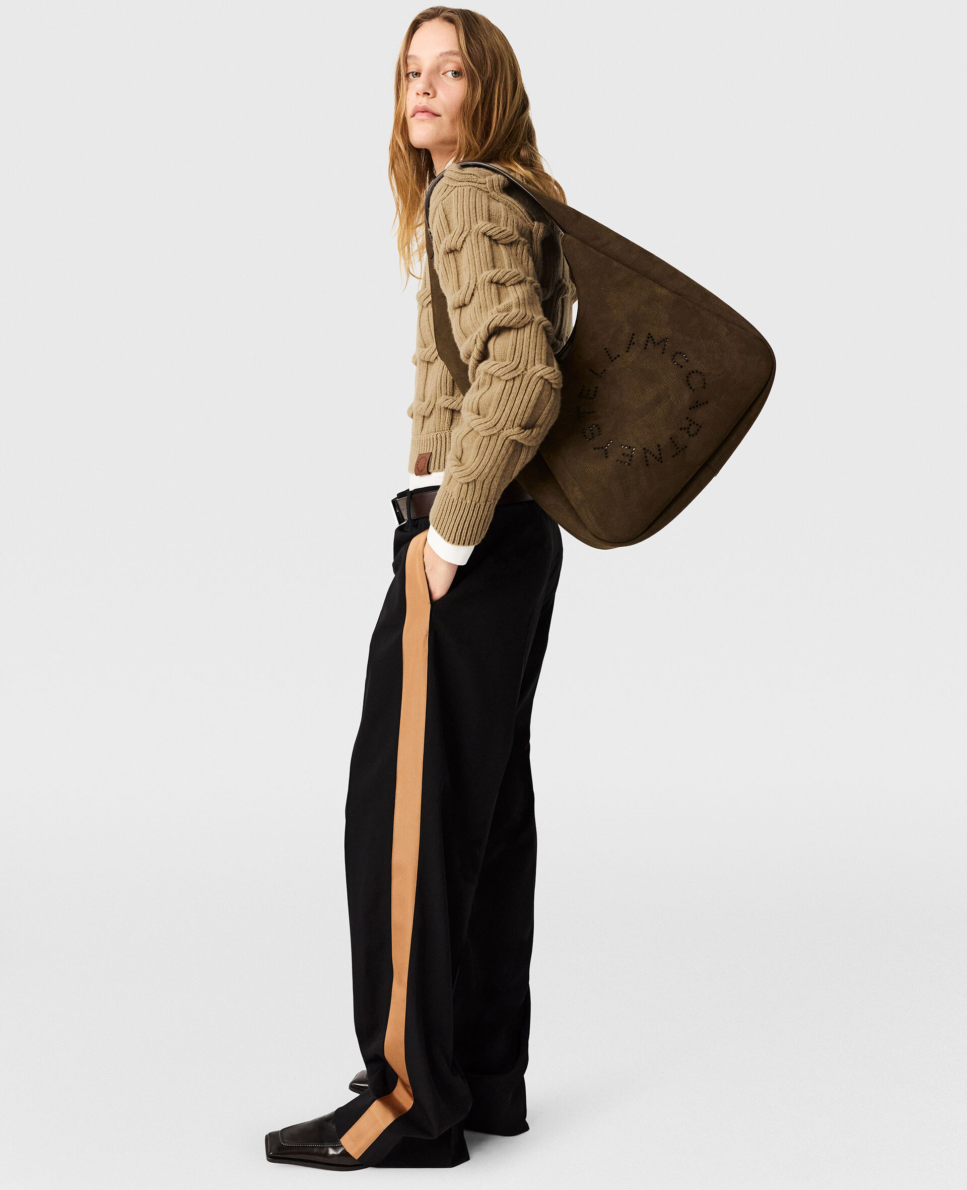 Gro&szlig;e Wildleder Hobo Bag mit Logo-Brown-large image number 5