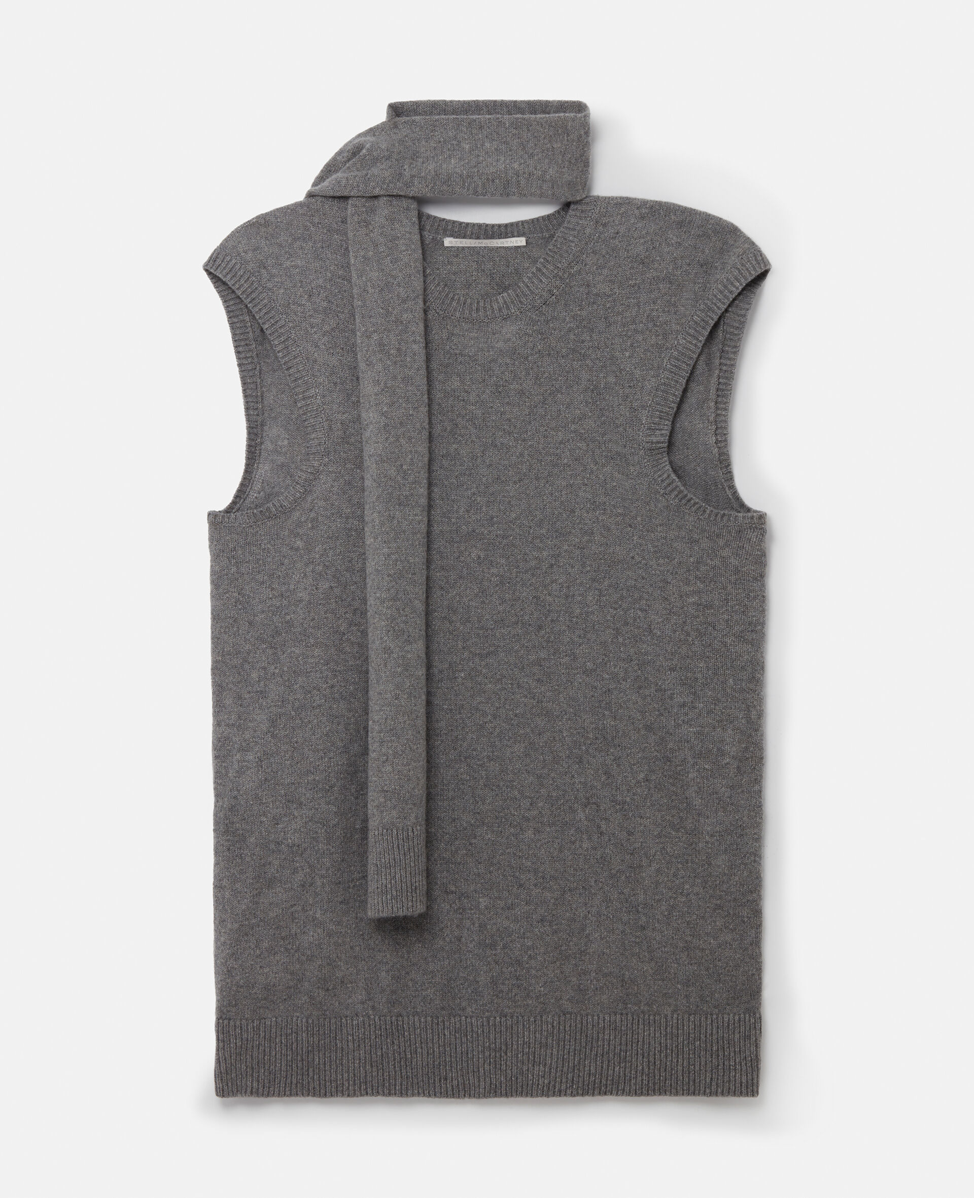 Scarf Detail Sleeveless Top-Grey-large image number 0