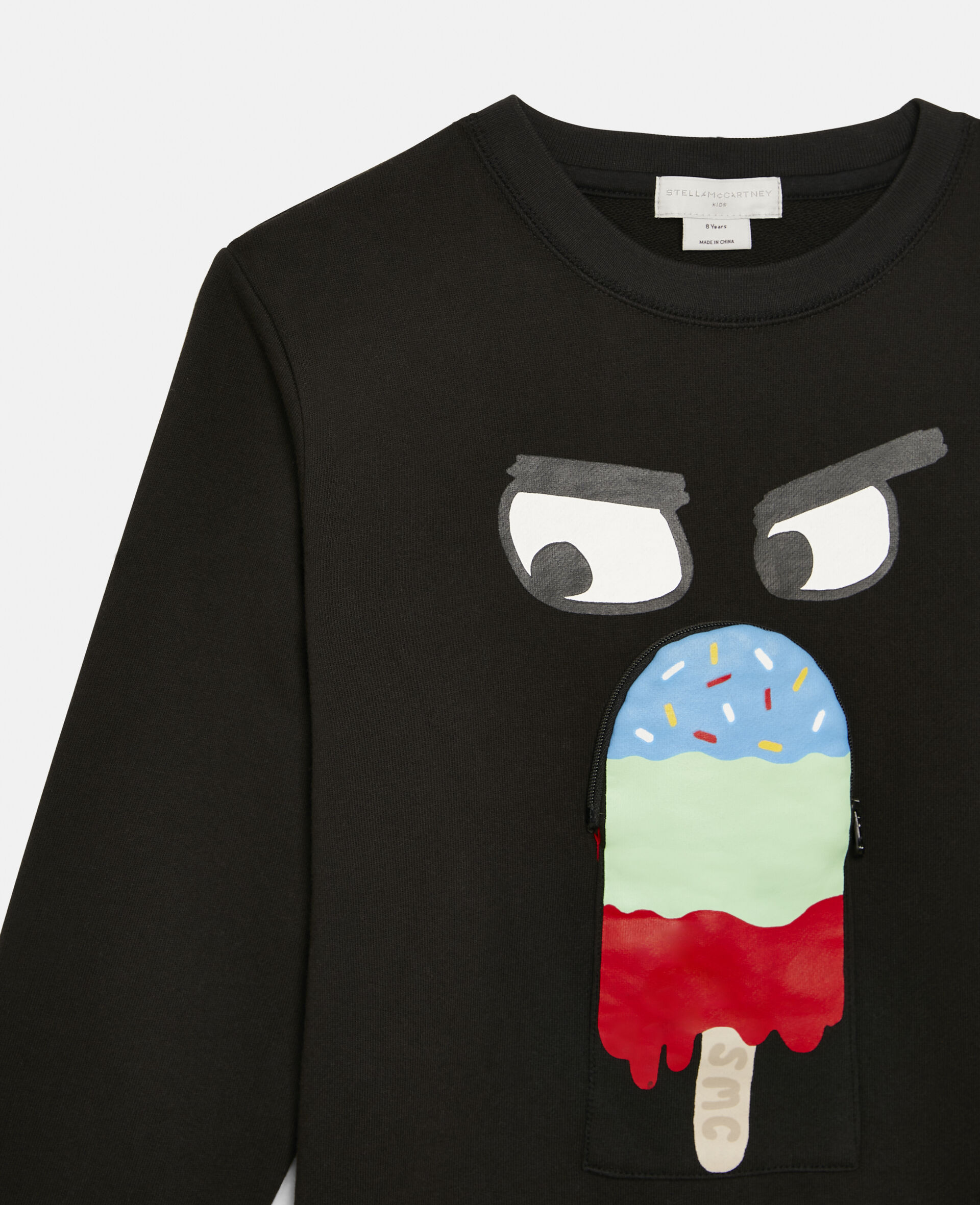 Ice Lolly Print Fleece Sweatshirt-Black-large image number 1