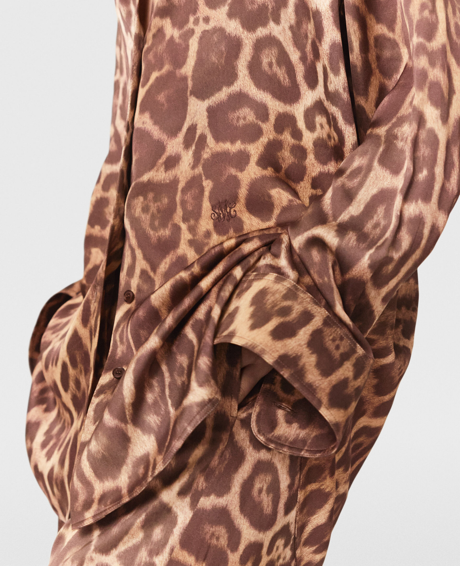 Camicia Oversize Stampa Leopardo-Marrone-large image number 3