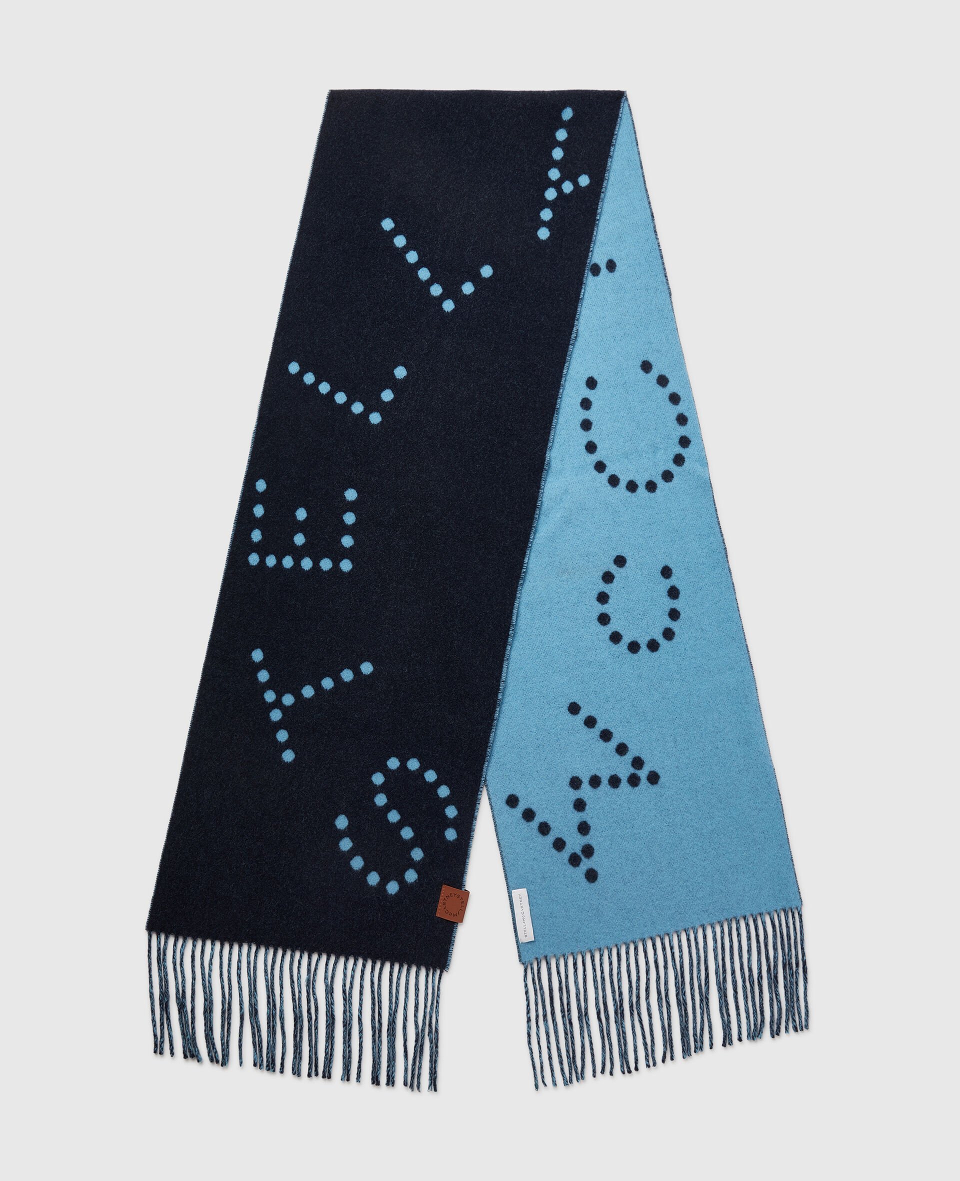 Logo Fringe Scarf-Blue-medium