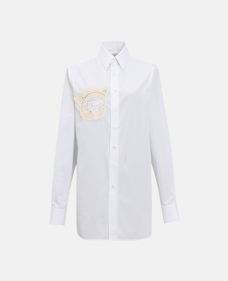 Camicia Lunga con Patch Uncinetto Upset Kitty-Bianco-large image number 0