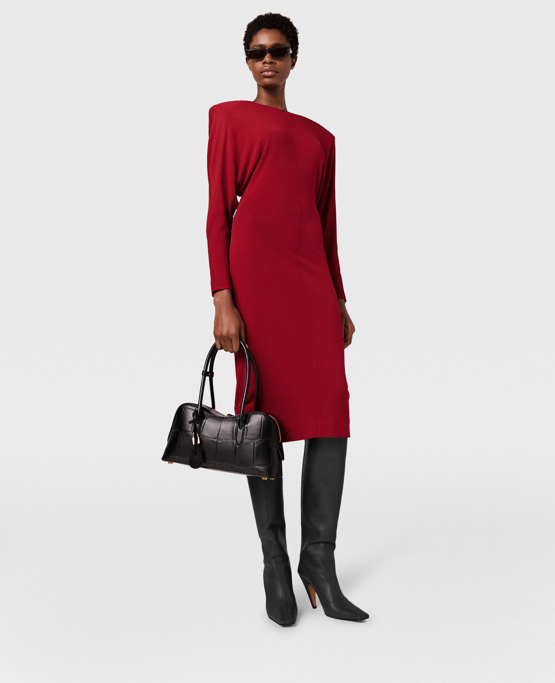 Lang&auml;rmeliges Midikleid mit Handschuhen-Rot-large image number 4