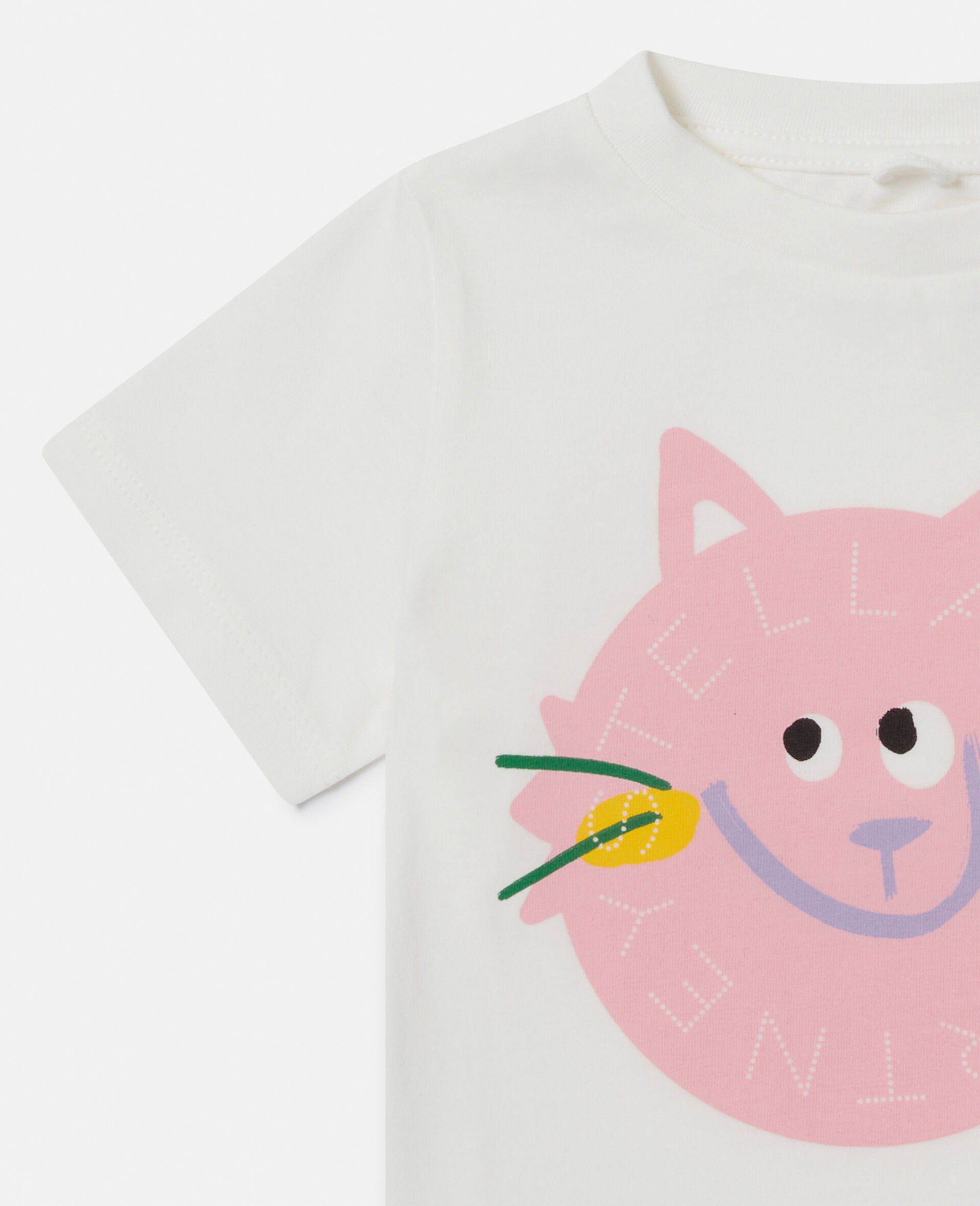 Cat Graphic T-Shirt-Cream-large image number 1