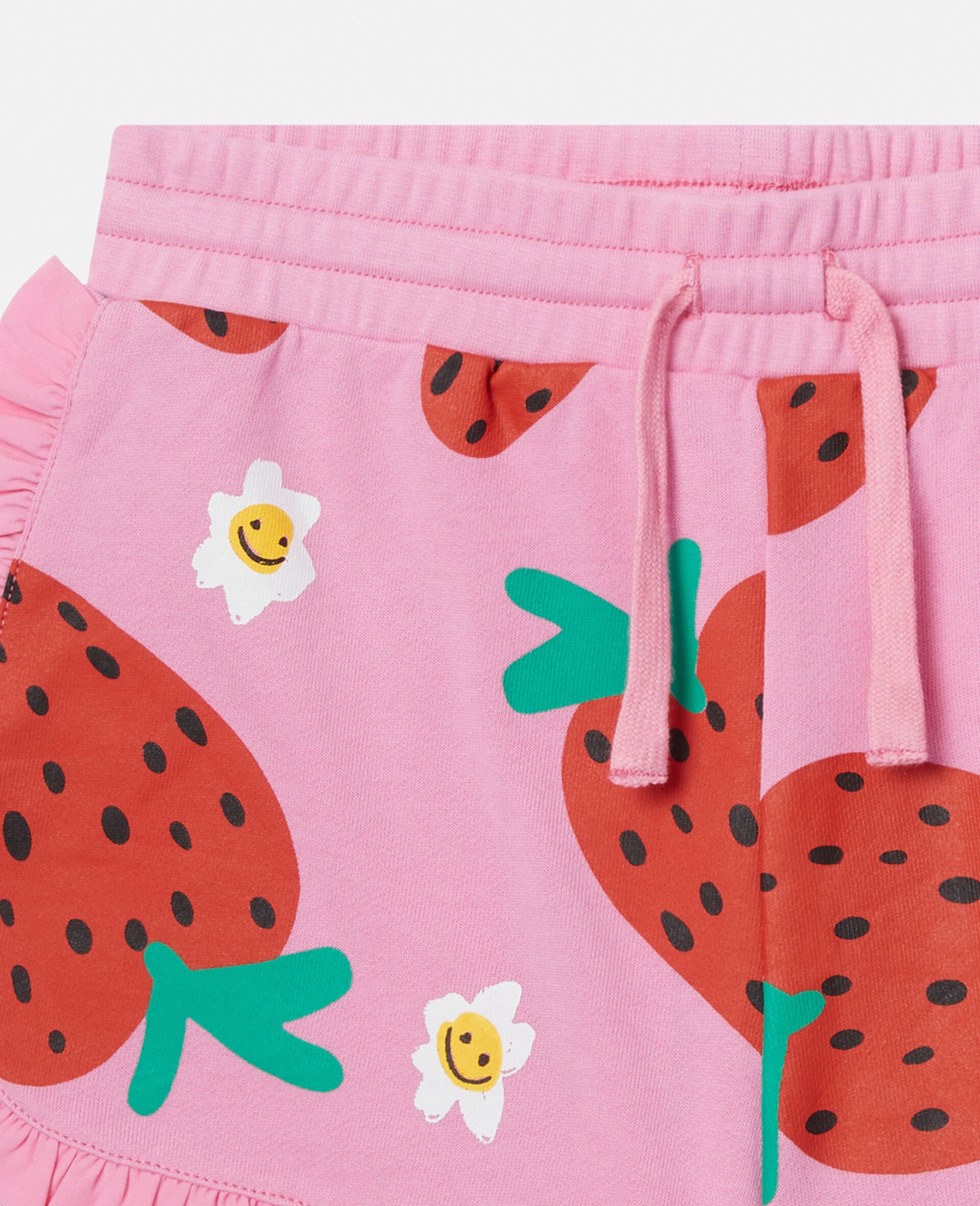 Strawberry Print Fringe Shorts-Pink-large Strawberry Print Fringe Shorts-Pink-large image number 1