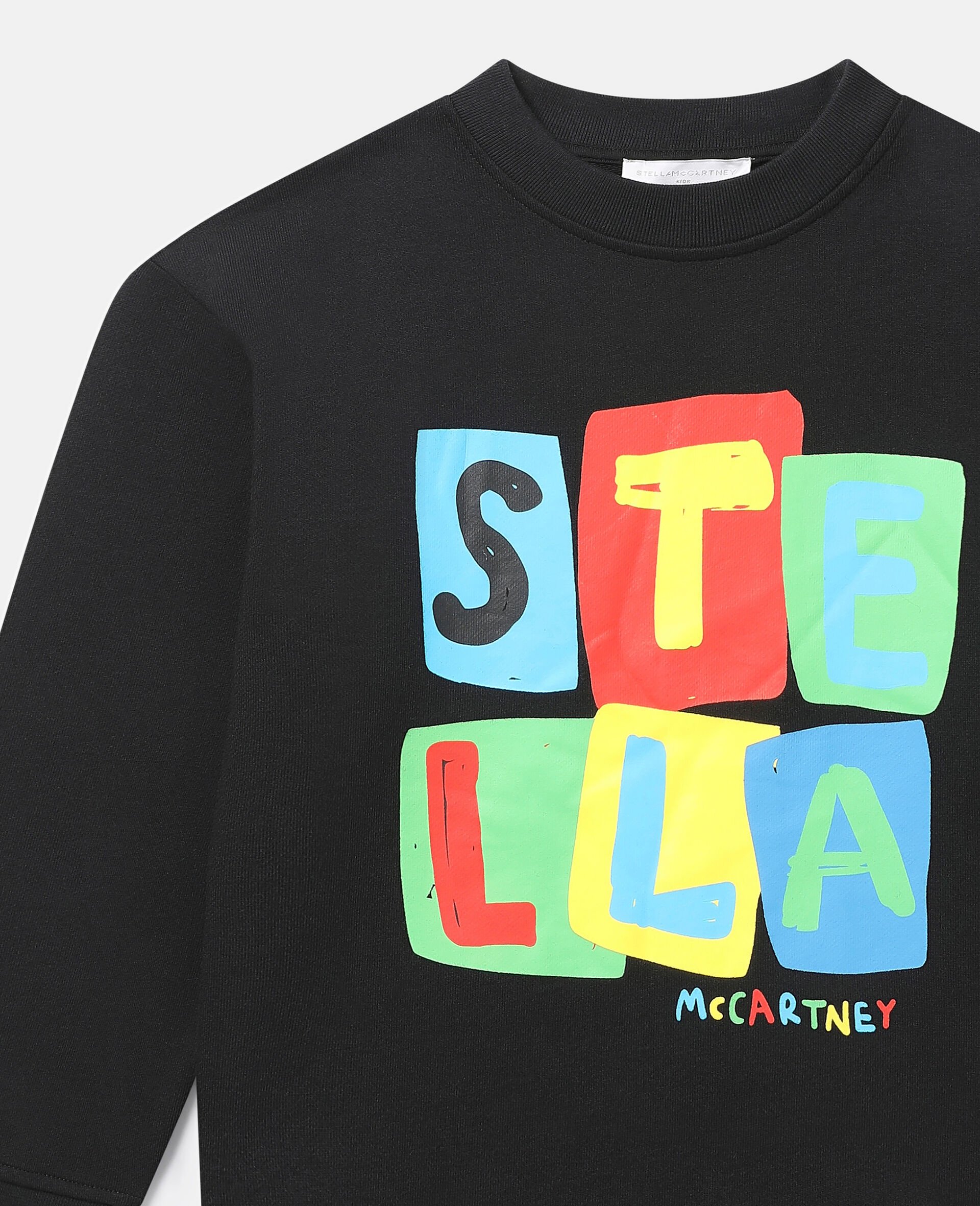 Letter Blocks Print Sweatshirt-Black-large Letter Blocks Print Sweatshirt-Black-large image number 3