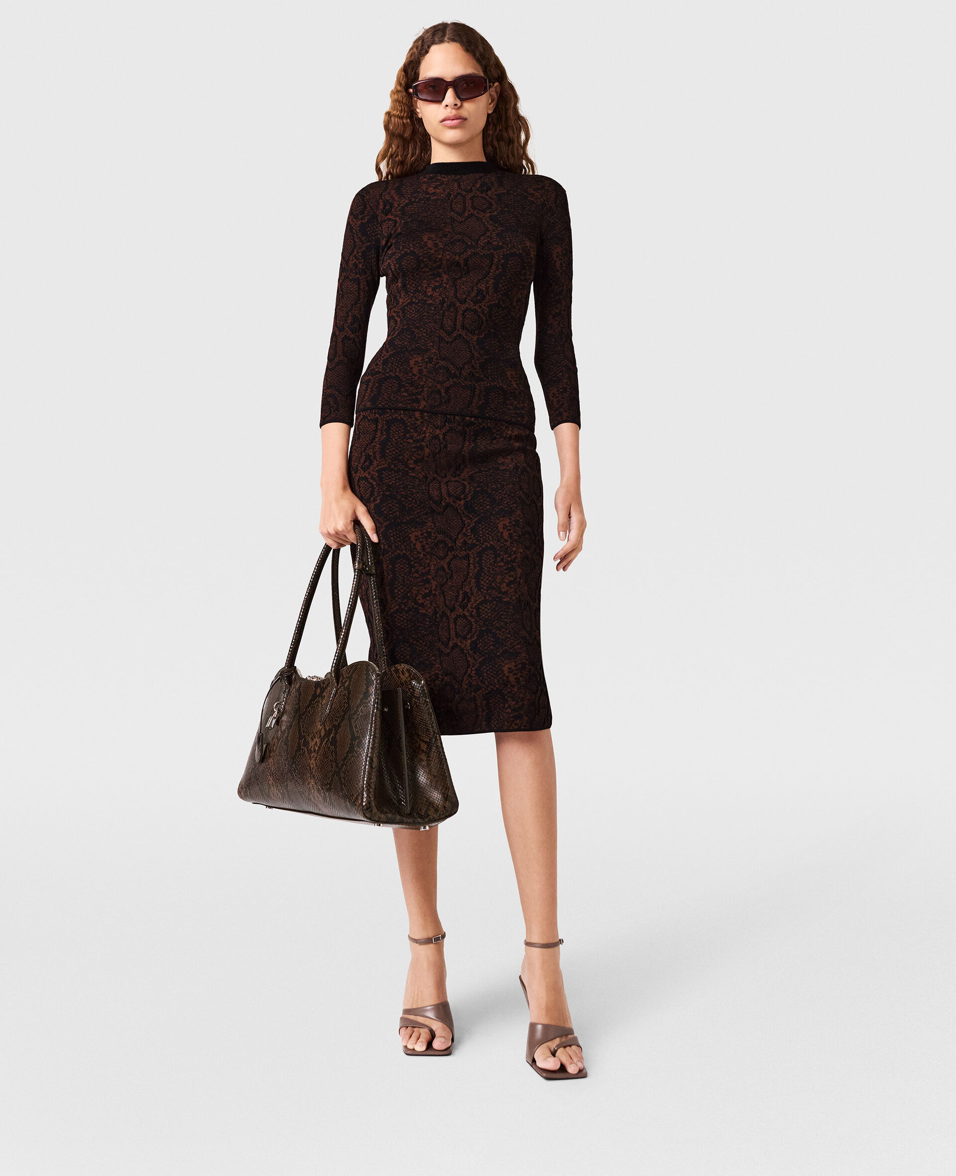 Snake Print Long-Sleeve Jumper-Black-large image number 5