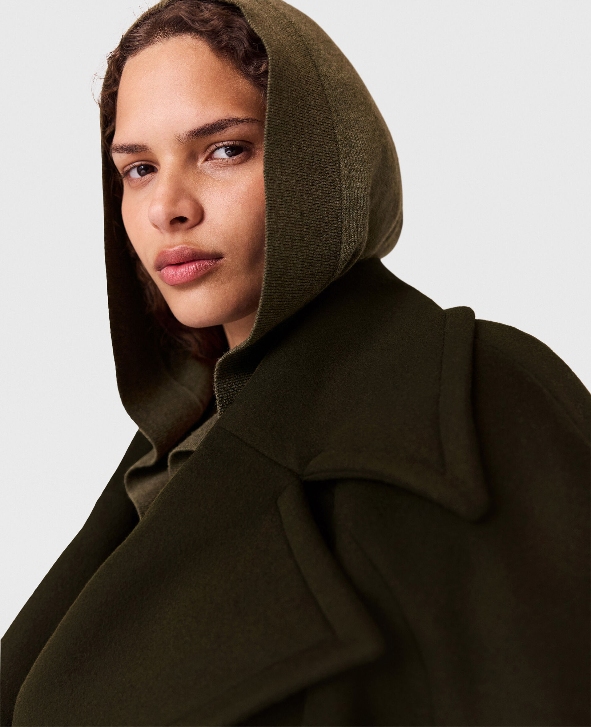 Cropped Belted Trench Jacket-Green-large image number 6