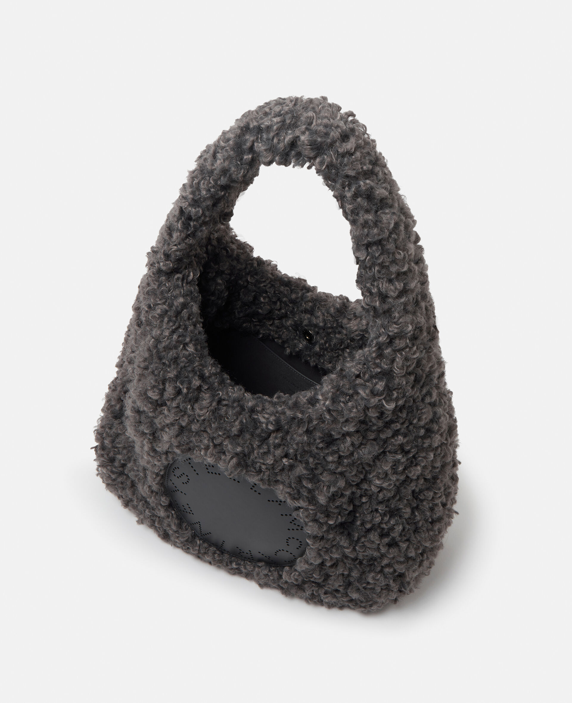 Logo Plush Teddy Hobo Large Tote Bag-Grey-large image number 3