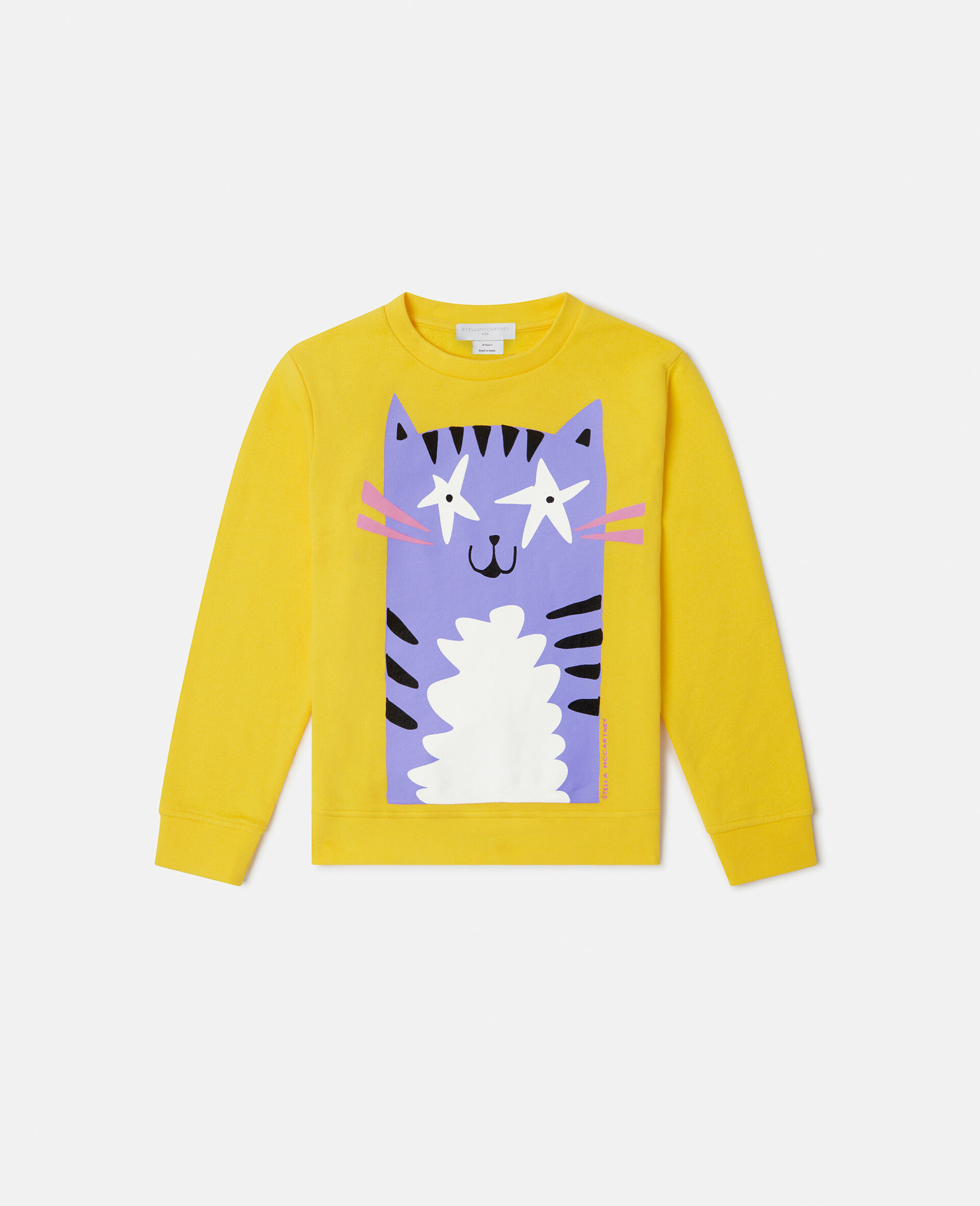 Sweatshirt mit Katzen-Grafik-Gelb-medium