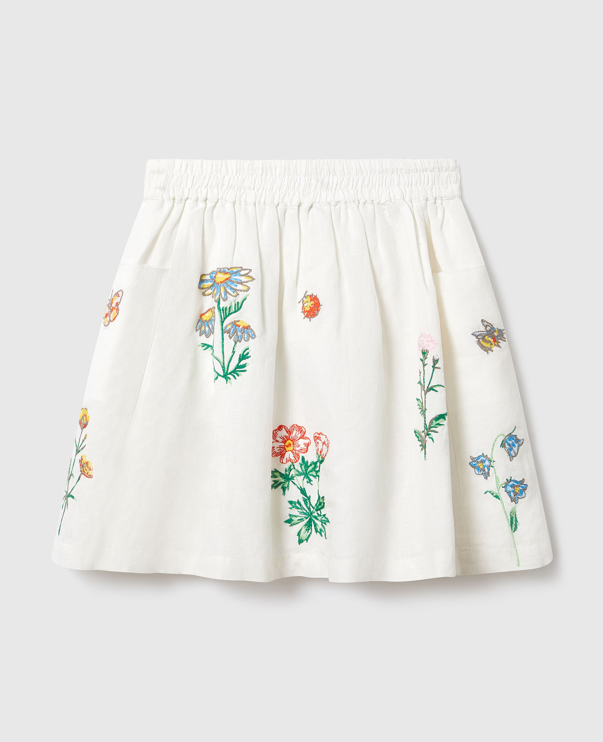 Flower Embroidered Skirt -Cream-large image number 0