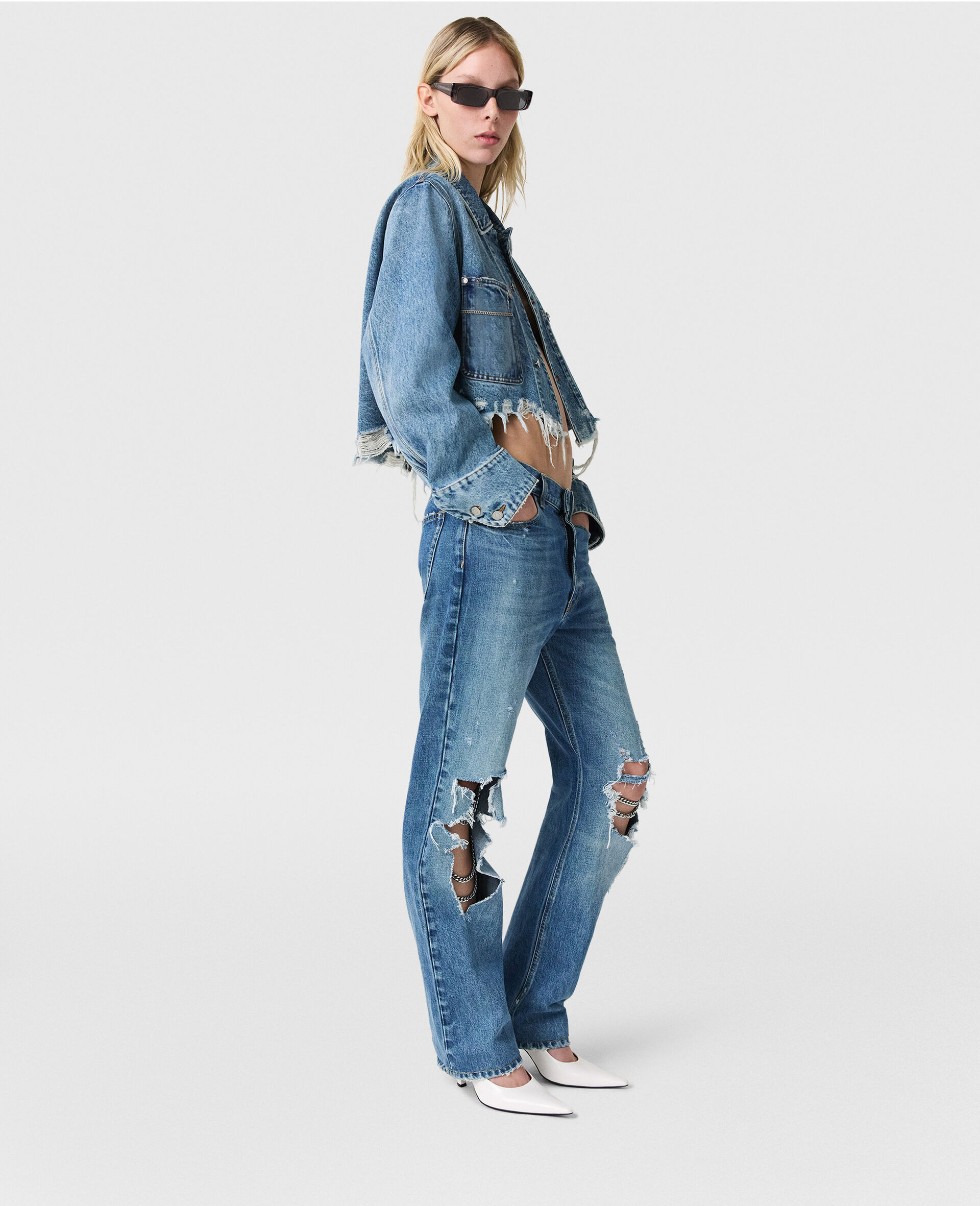 Falabella Pocket Denim Jacket-Blue-large image number 2