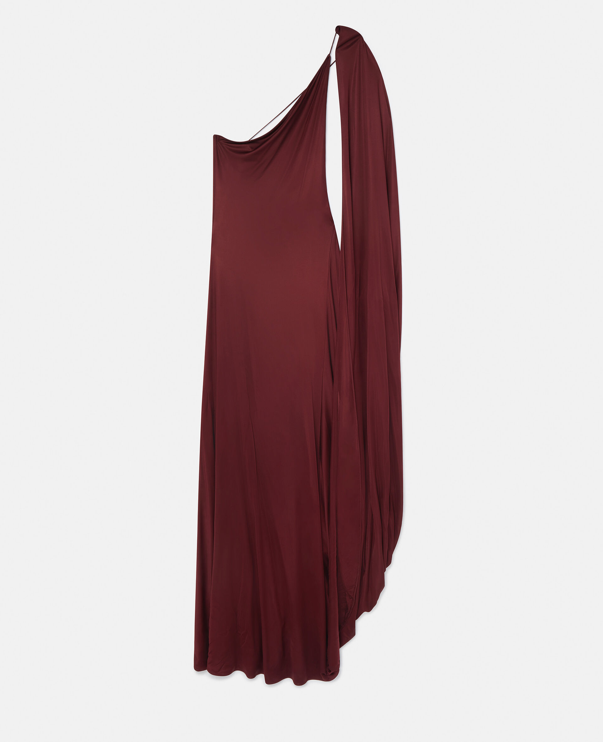 One-Shoulder Cape Gown-Red-medium