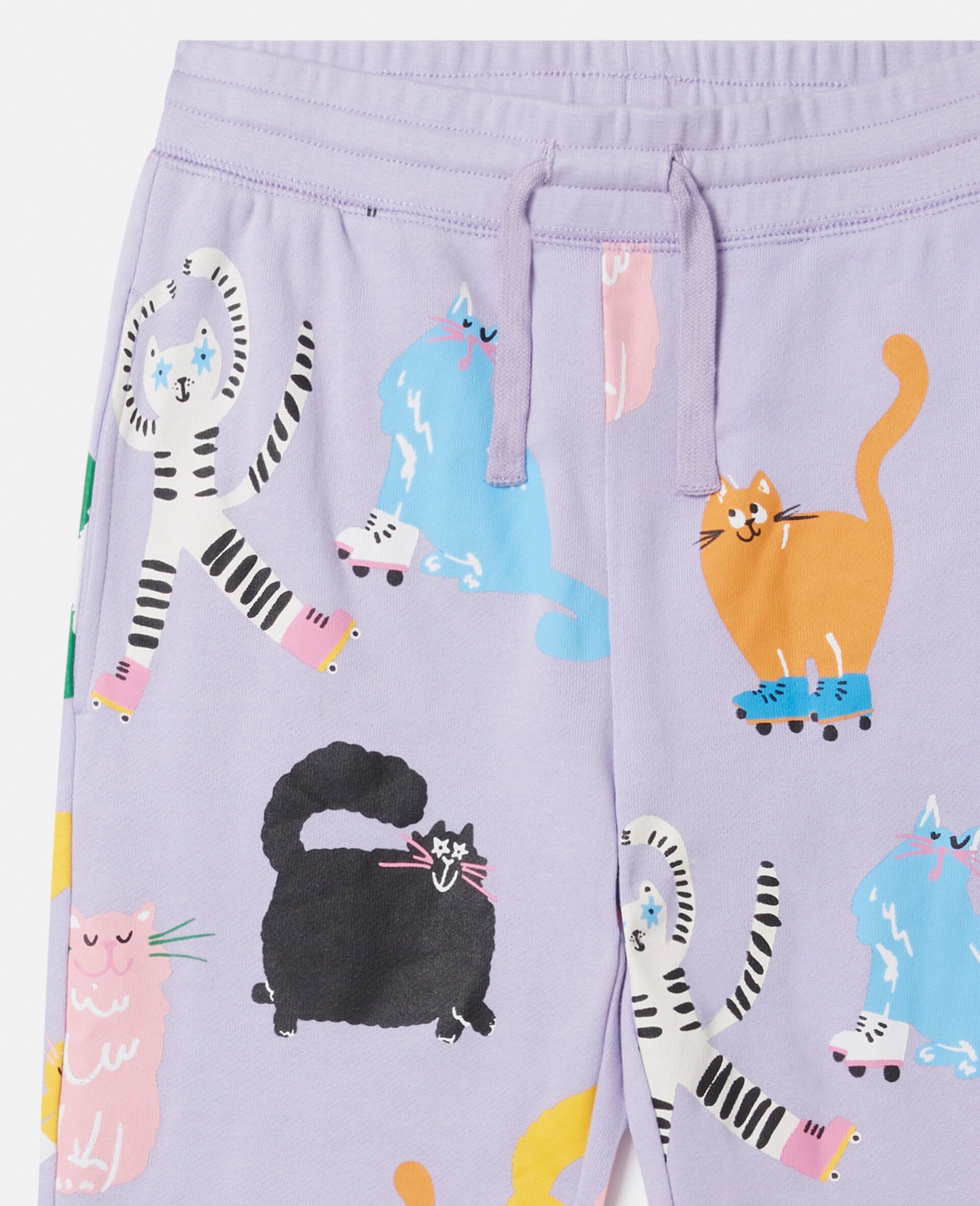 Cats Print Joggers-Purple-large image number 1