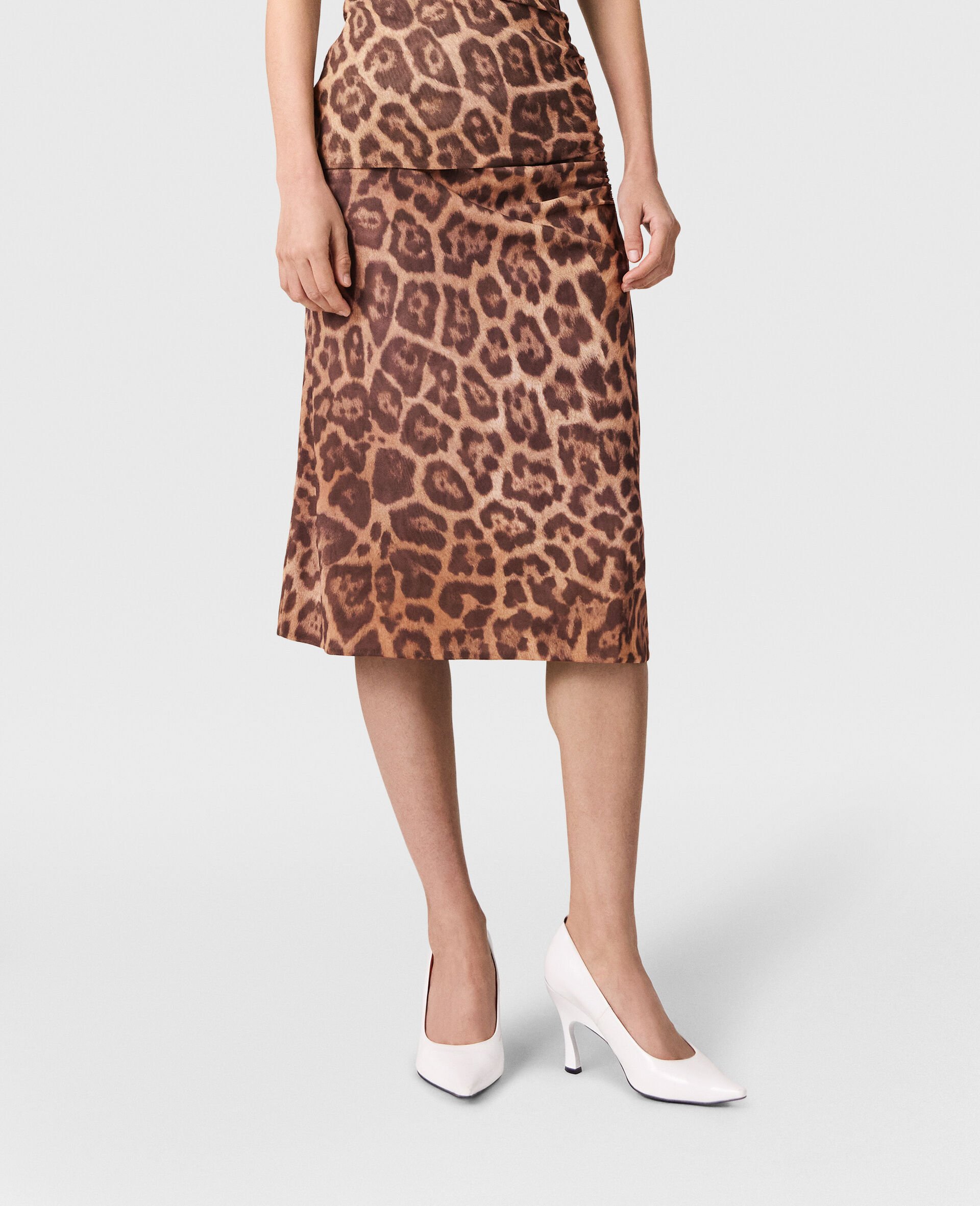 Leopard Mid-Rise Midi Skirt-Brown-large image number 5