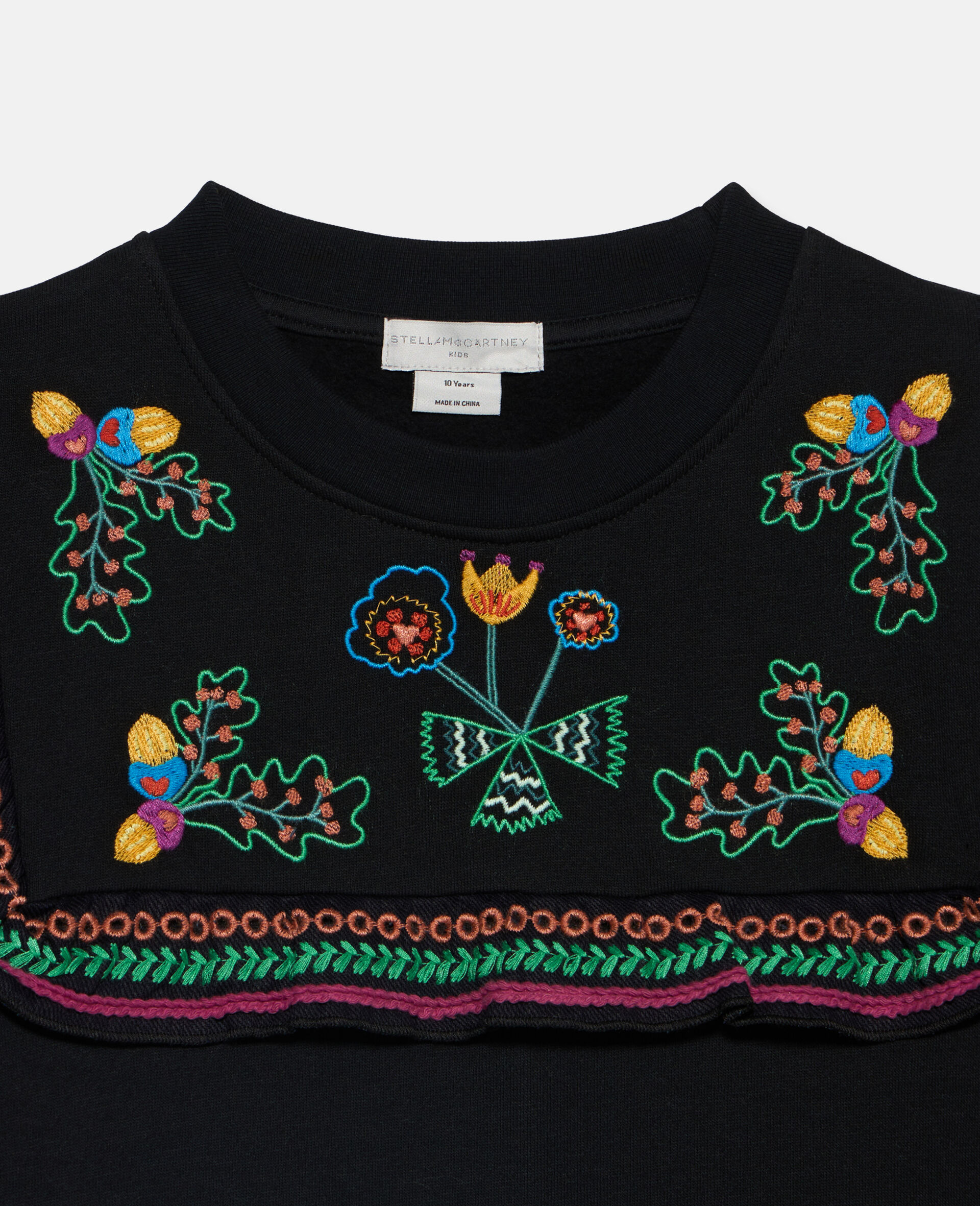 Acorn Embroidery Collared Sweatshirt-Black-large image number 3