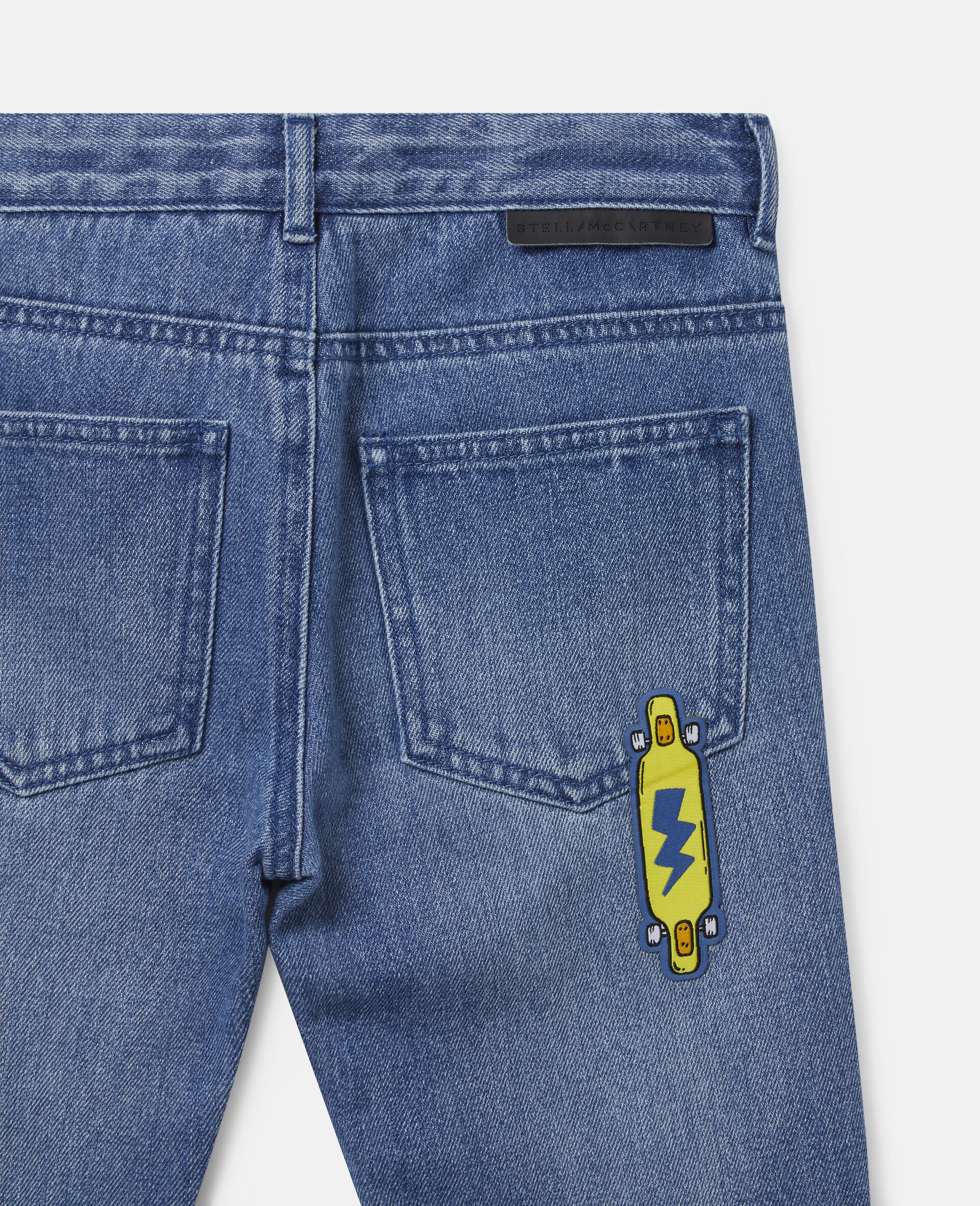 Skater Badges Denim Trousers-Blue-large image number 2
