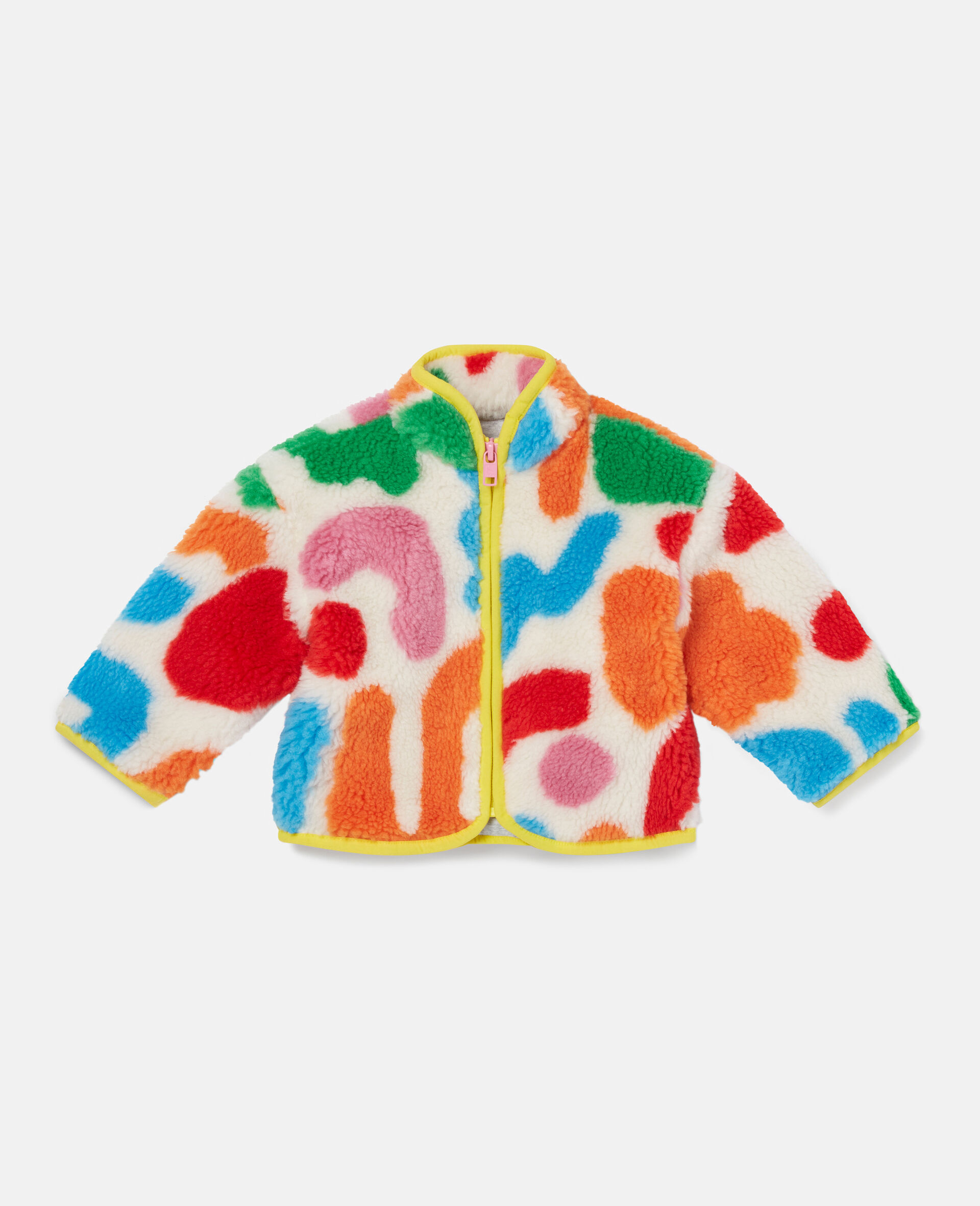 Baby White Teddy Fleece Shape Print Jacket Stella McCartney US