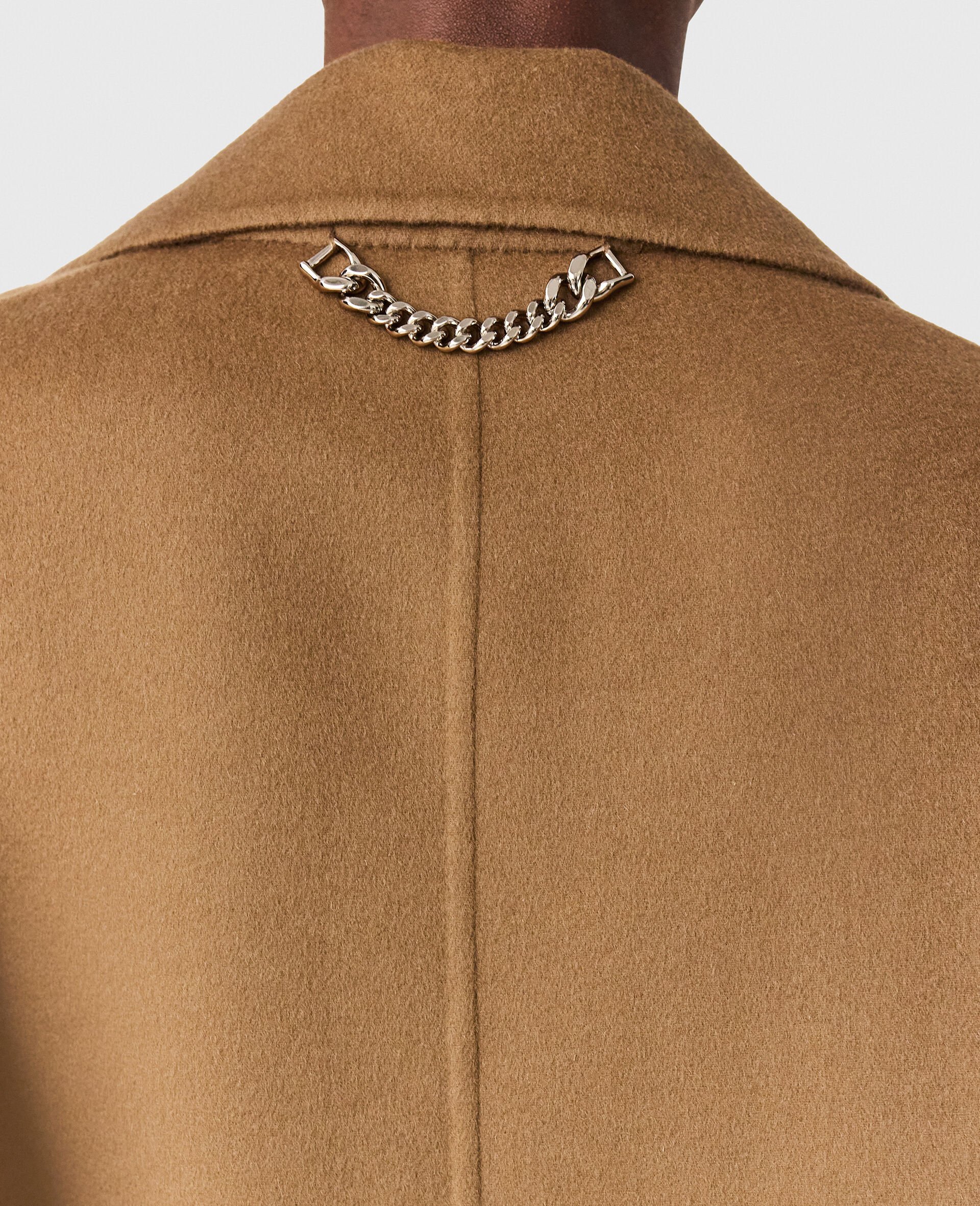 Double-Breasted Cropped Peacoat Jacket-Brown-large image number 5