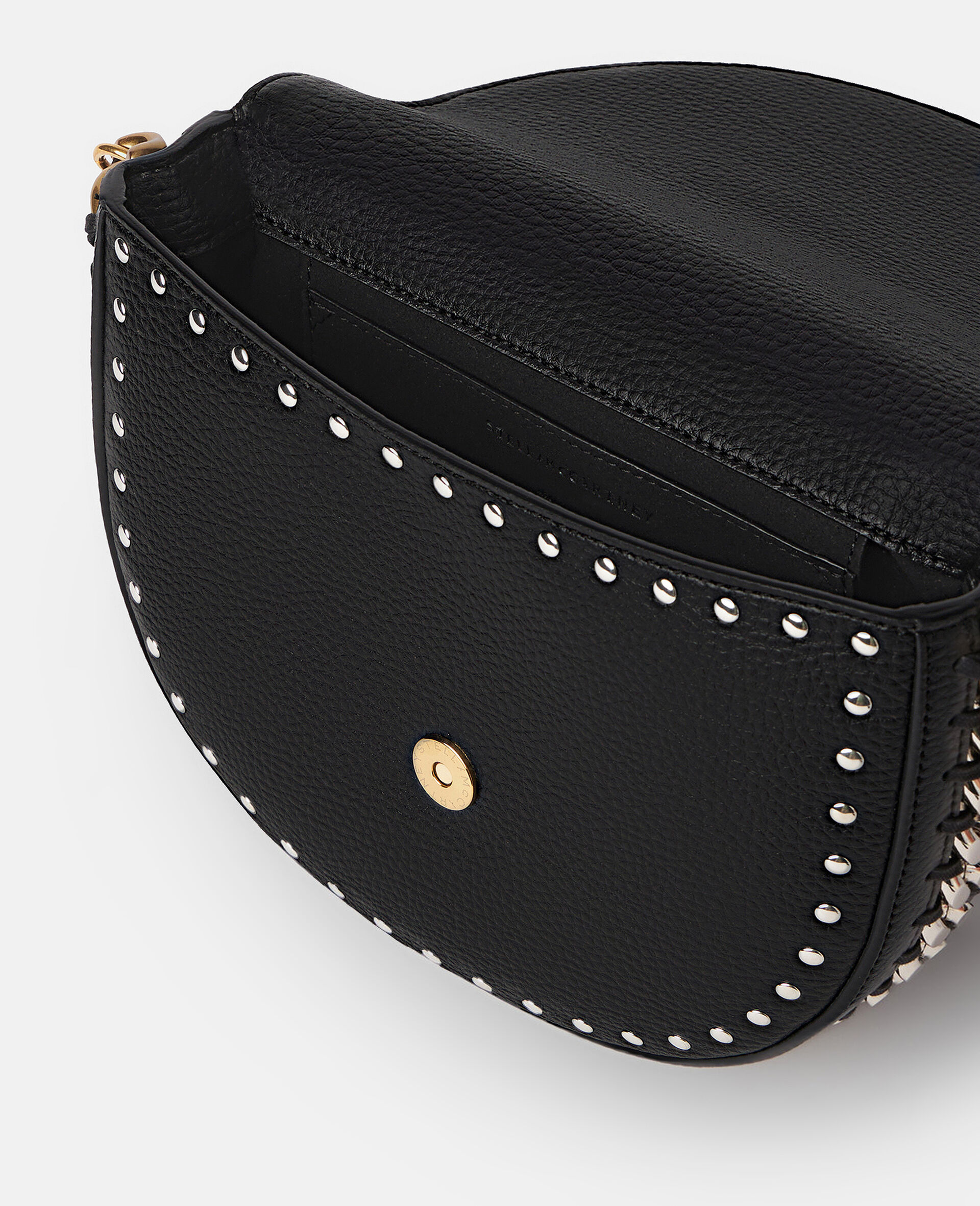 Frayme Studded Grainy Alter Mat Medium Flap Shoulder Bag-Black-large image number 3