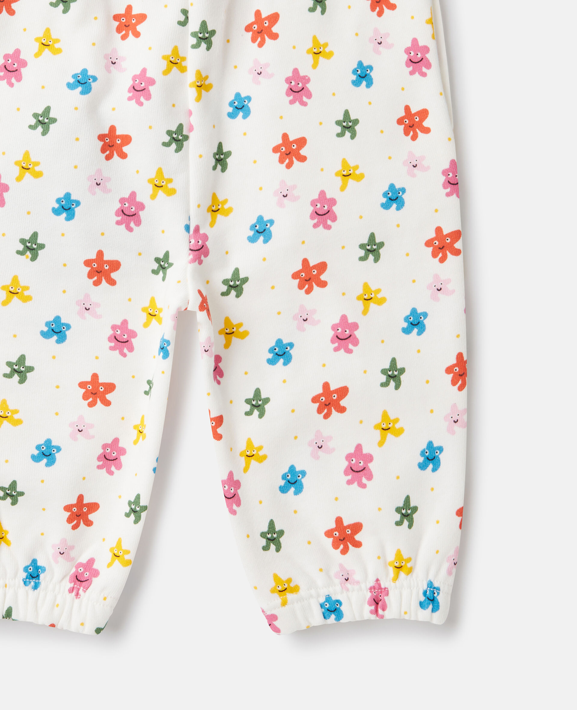 Star Print Drawstring Joggers-White-large image number 3