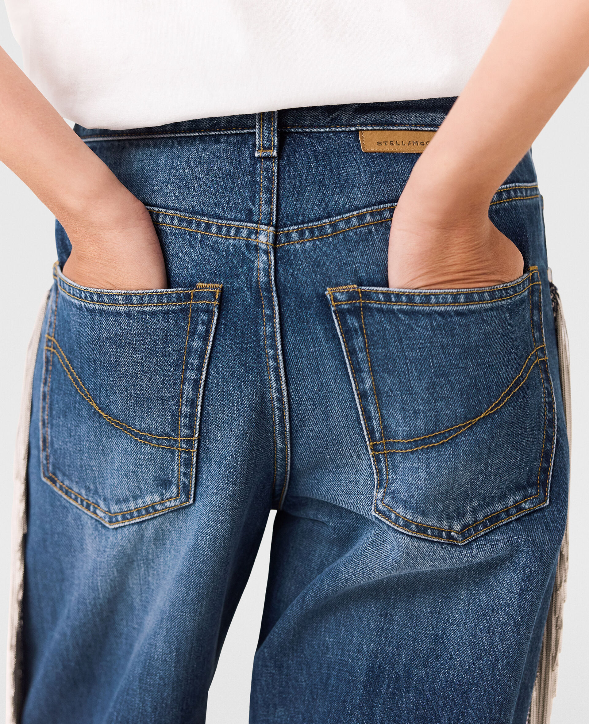 Chain Tassel Straight-Leg Denim Jeans-Blue-large image number 6